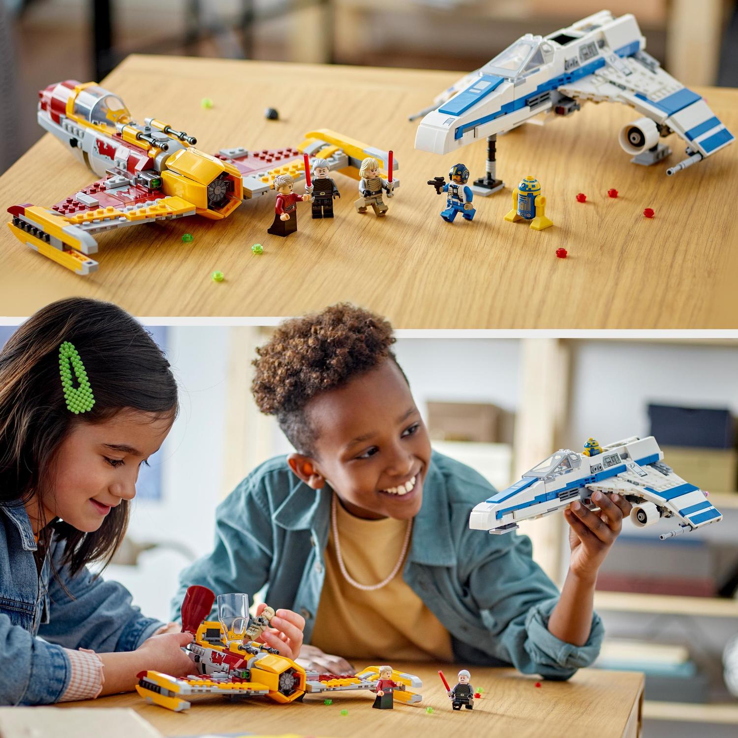 Voir la diapositive 3 : LEGO LEGO Star Wars L'E-Wing de la Nouvelle République Contre le Chasseur de Shin Hati 75364