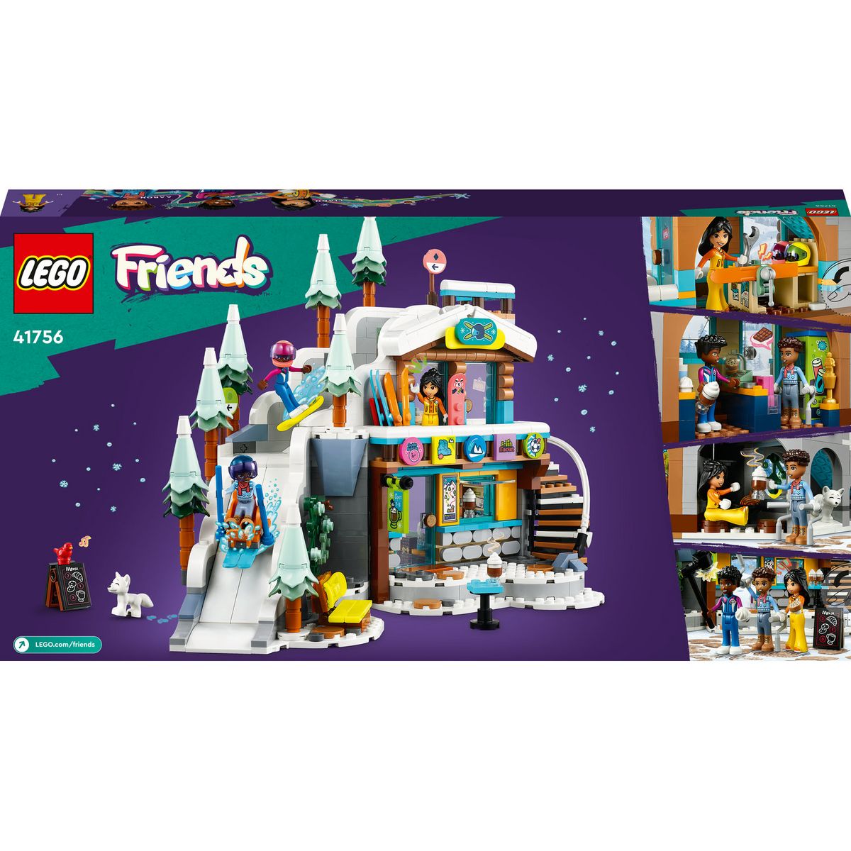 LEGO LEGO Friends 41756 Les Vacances au Ski, Set de Mini-Poupées Liann, Aron et Zac et Figurine Animale, Cadeau Noël