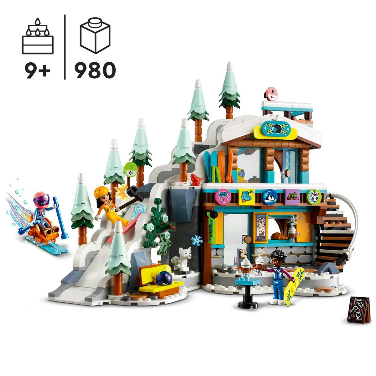 LEGO LEGO Friends 41756 Les Vacances au Ski, Set de Mini-Poupées Liann, Aron et Zac et Figurine Animale, Cadeau Noël