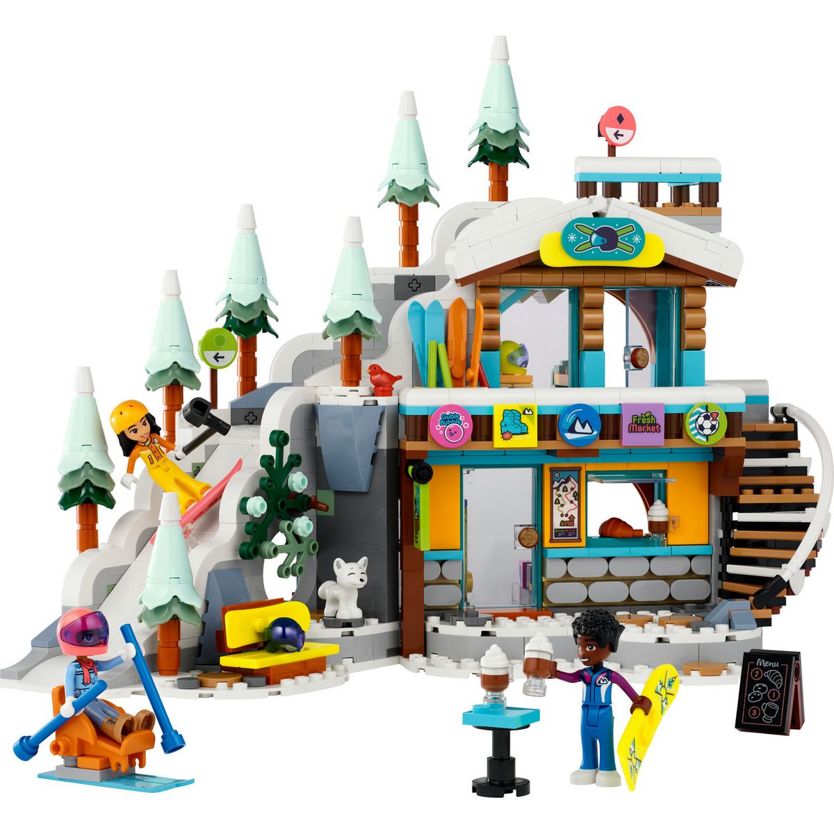 LEGO LEGO Friends 41756 Les Vacances au Ski, Set de Mini-Poupées Liann, Aron et Zac et Figurine Animale, Cadeau Noël