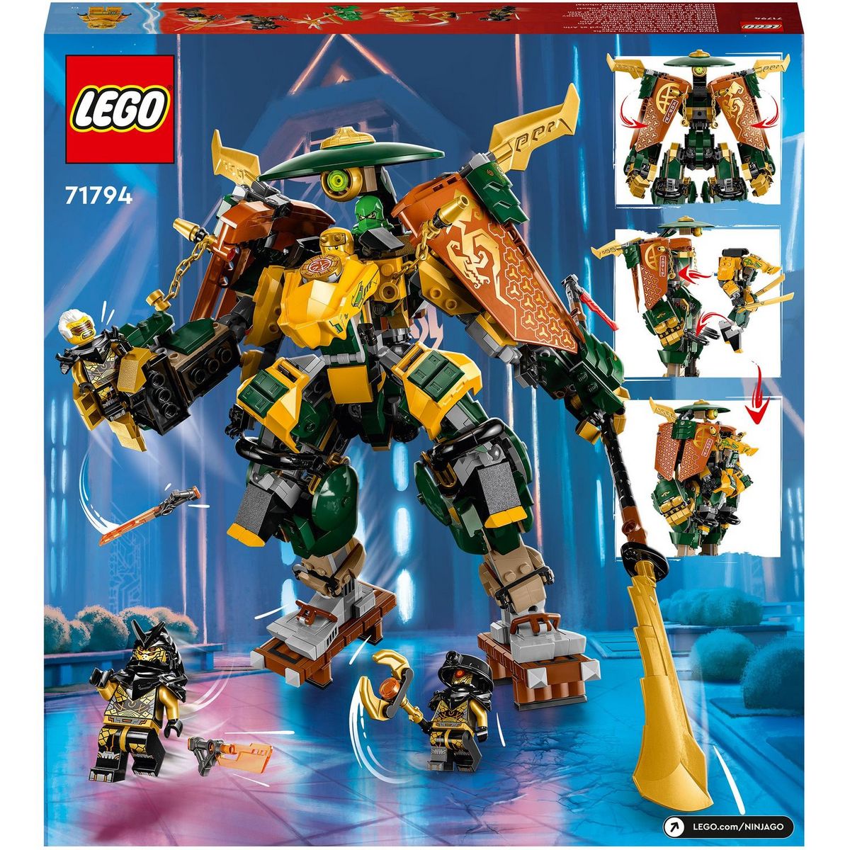LEGO NINJAGO 71794 - L'Équipe de Robots des Ninjas Lloyd et Arin, Jouet de Ninja pour Enfants avec 2 Figurines Combinables et 5 Minifigurines