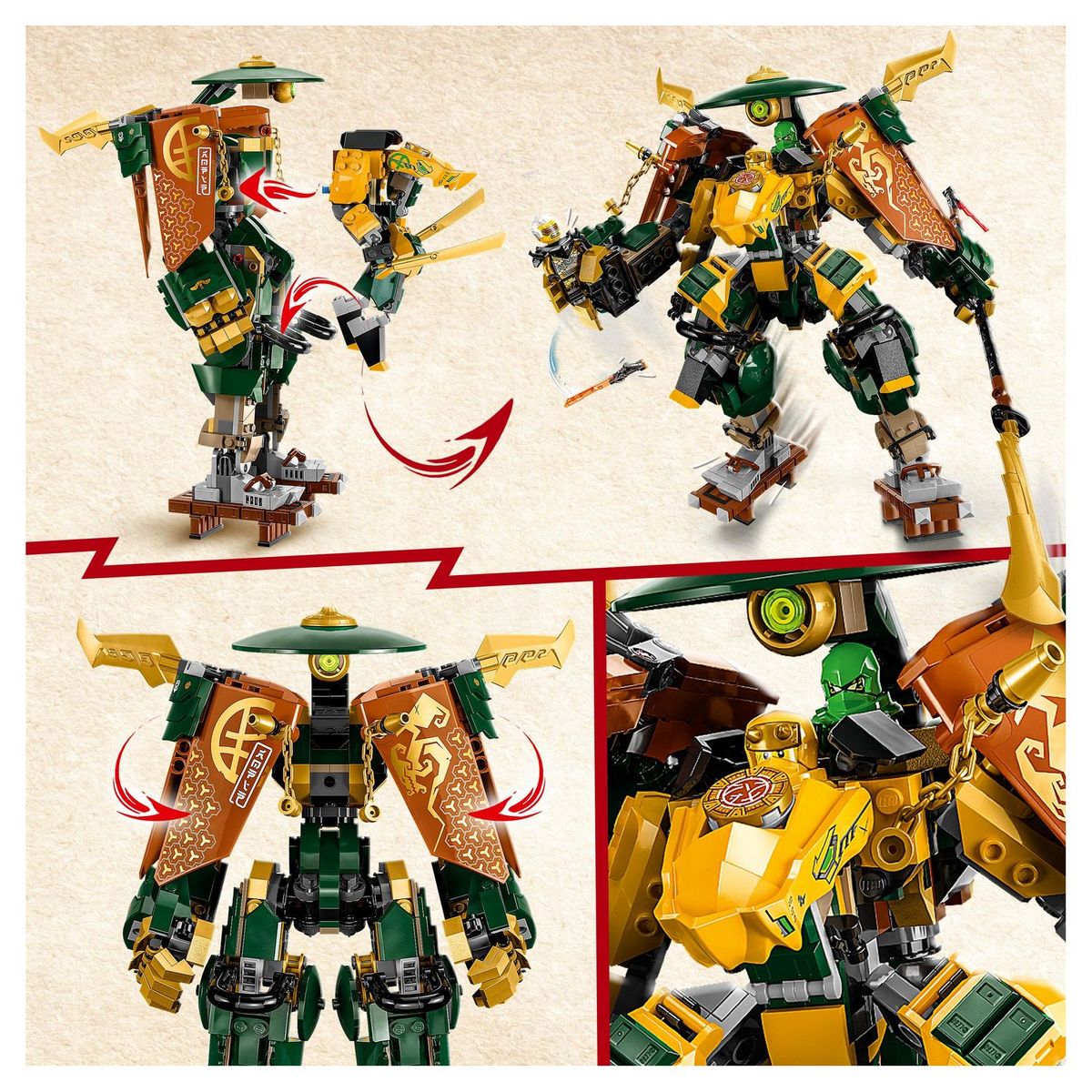 LEGO NINJAGO 71794 - L'Équipe de Robots des Ninjas Lloyd et Arin, Jouet de Ninja pour Enfants avec 2 Figurines Combinables et 5 Minifigurines