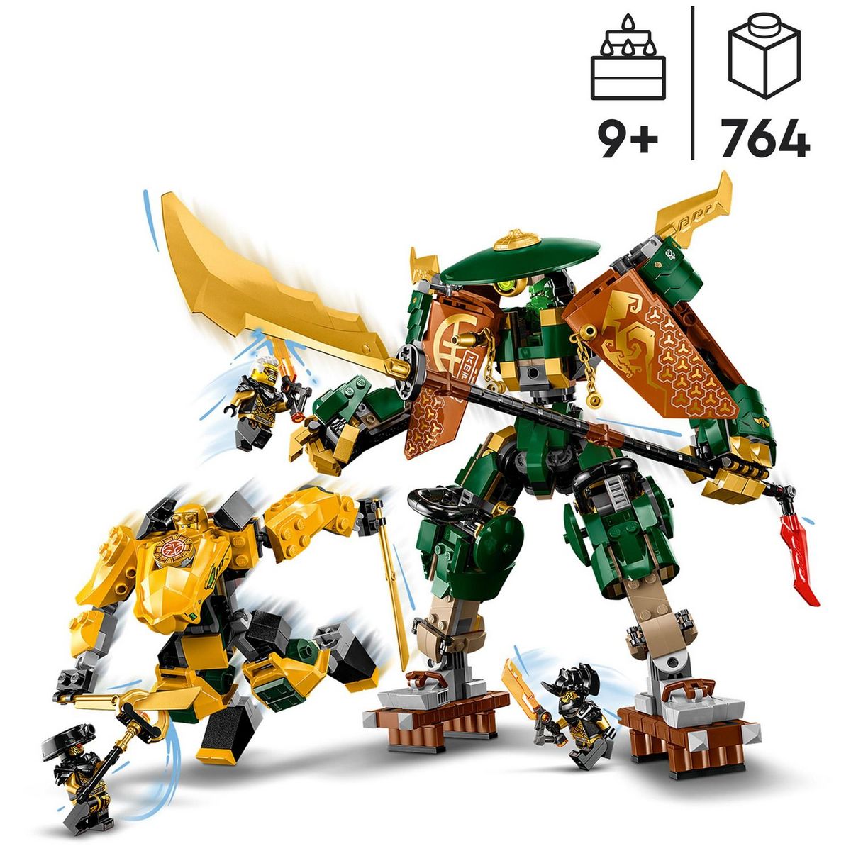 LEGO NINJAGO 71794 - L'Équipe de Robots des Ninjas Lloyd et Arin, Jouet de Ninja pour Enfants avec 2 Figurines Combinables et 5 Minifigurines