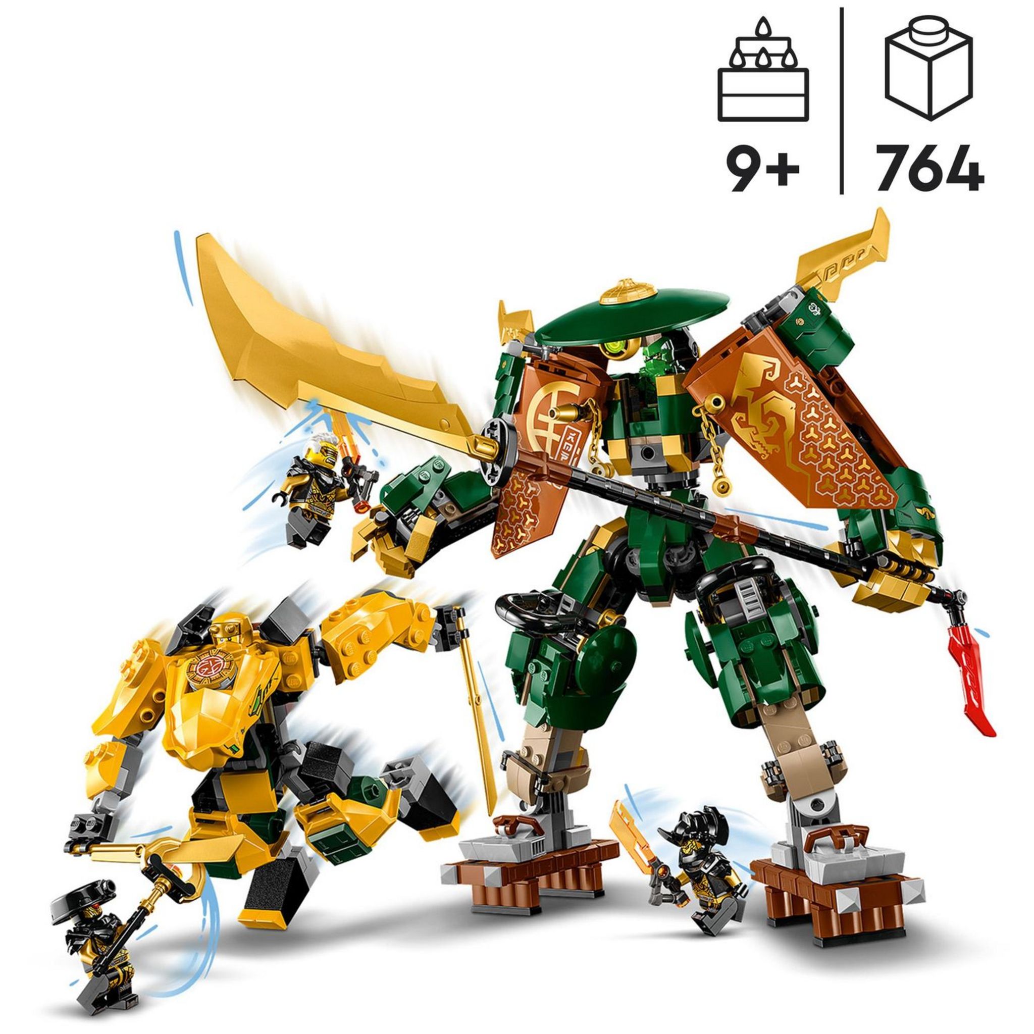 Voir la diapositive 7 : LEGO NINJAGO 71794 - L'Équipe de Robots des Ninjas Lloyd et Arin, Jouet de Ninja pour Enfants avec 2 Figurines Combinables et 5 Minifigurines