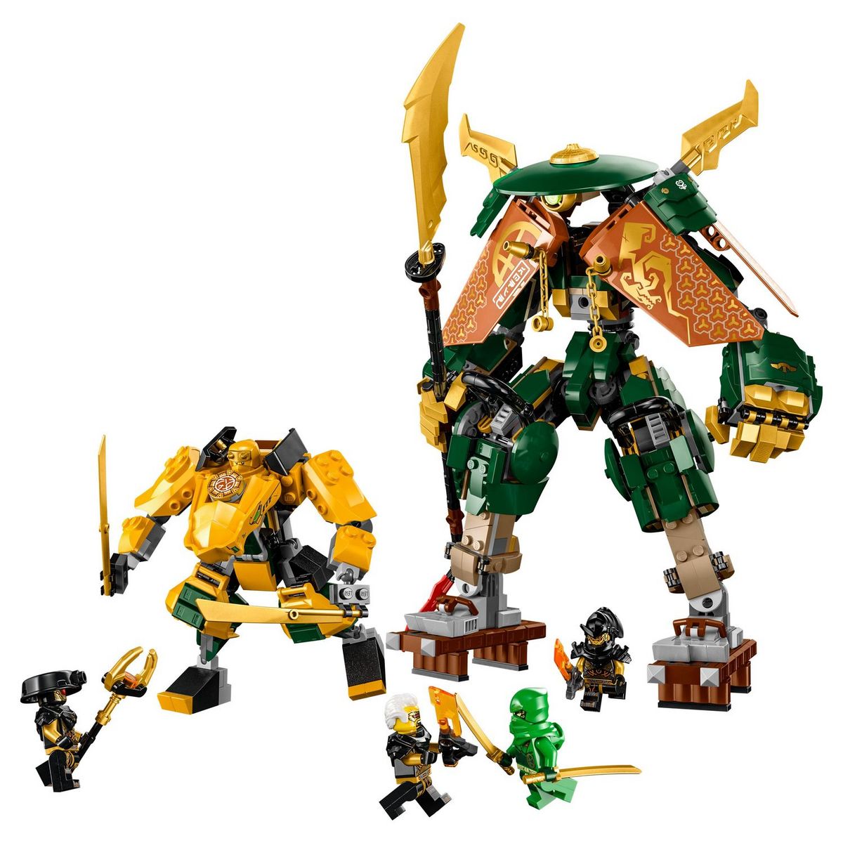 LEGO NINJAGO 71794 - L'Équipe de Robots des Ninjas Lloyd et Arin, Jouet de Ninja pour Enfants avec 2 Figurines Combinables et 5 Minifigurines