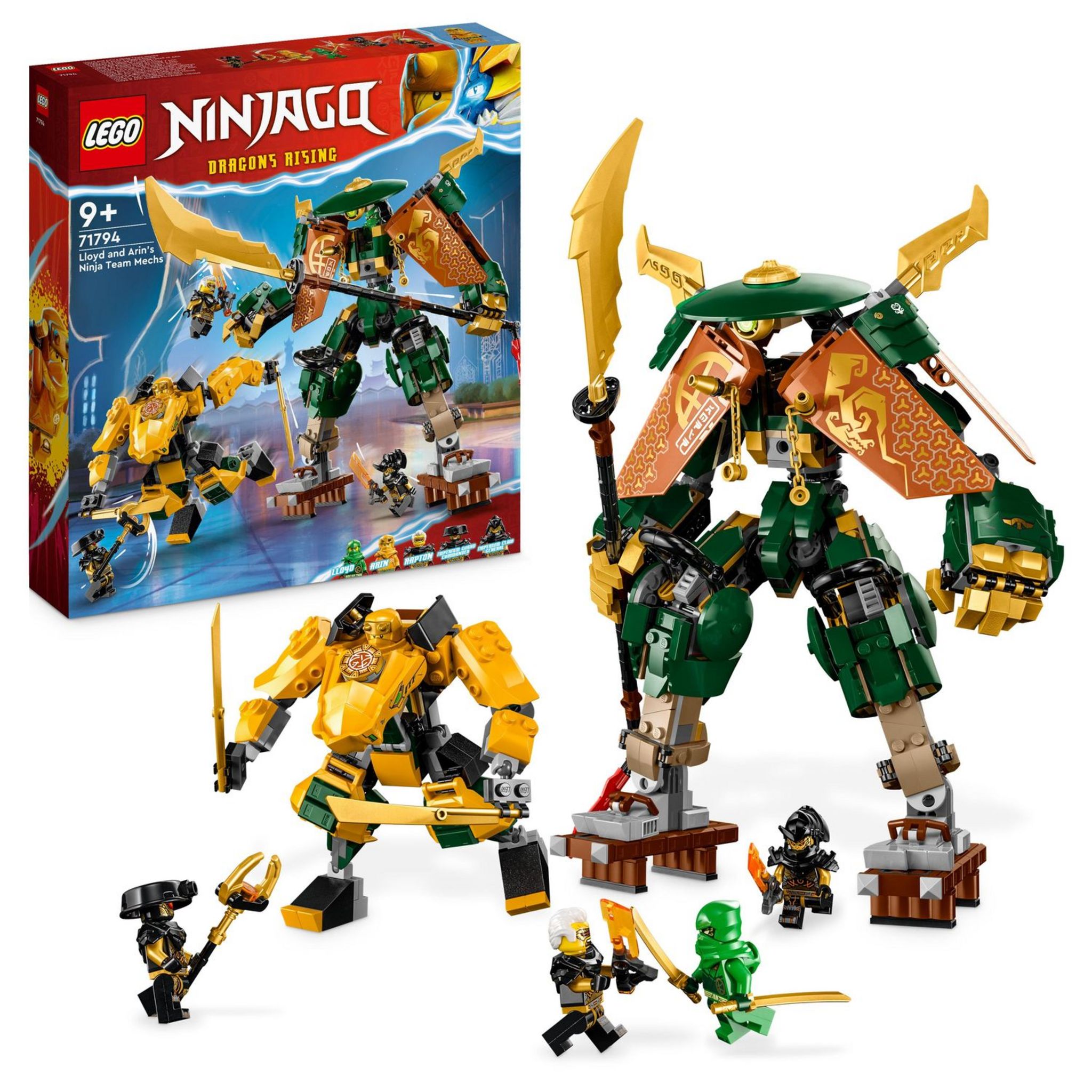 Voir la diapositive 9 : LEGO NINJAGO 71794 - L'Équipe de Robots des Ninjas Lloyd et Arin, Jouet de Ninja pour Enfants avec 2 Figurines Combinables et 5 Minifigurines