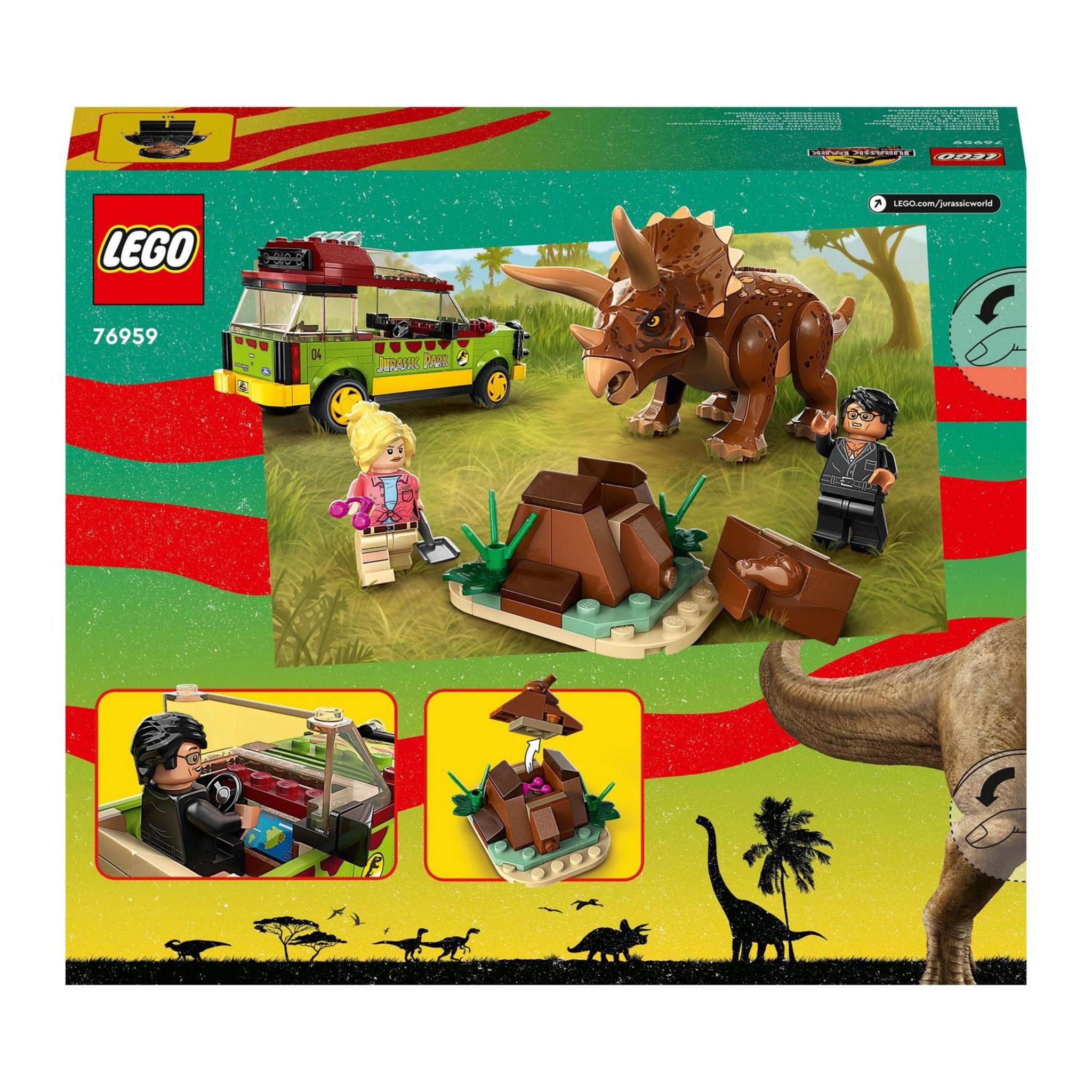 Voir la diapositive 2 : LEGO LEGO Jurassic Park 76959 La Recherche du Tricératops, Jouet de Voiture avec Figurine Dinosaure