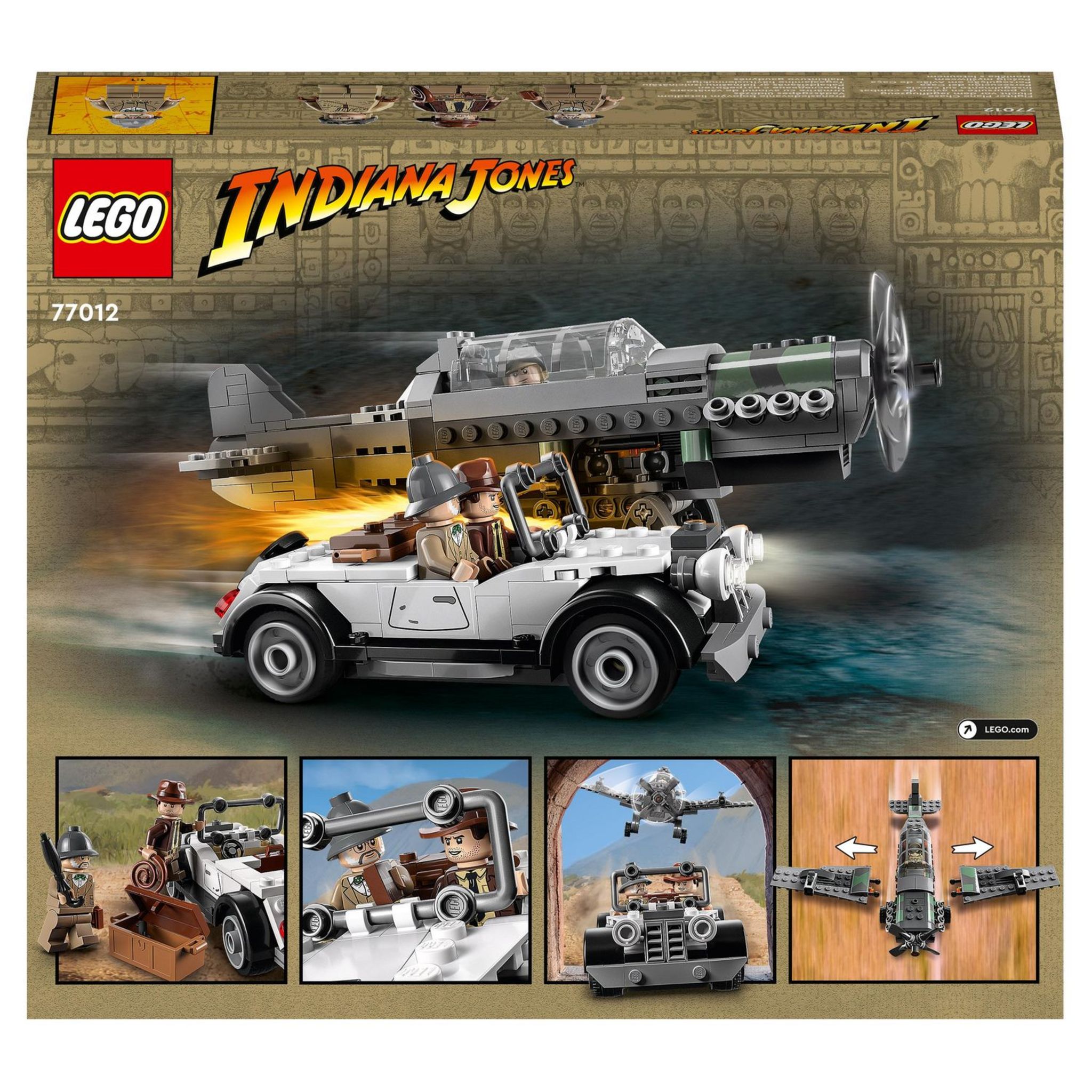Voir la diapositive 2 : LEGO Indiana Jones 77012 - La Poursuite en Avion de Combat, Jouet avec Maquette Avion et Voiture Vintage à Construire, avec 3 Minifigurines, Film La Dernière Croisade