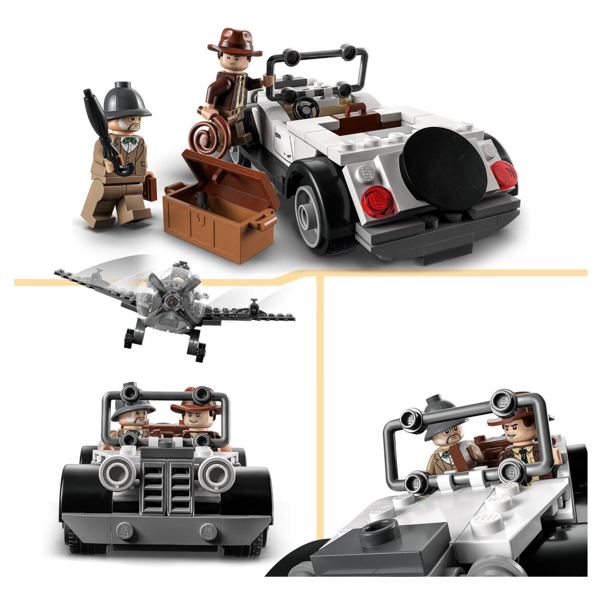 Voir la diapositive 6 : LEGO Indiana Jones 77012 - La Poursuite en Avion de Combat, Jouet avec Maquette Avion et Voiture Vintage à Construire, avec 3 Minifigurines, Film La Dernière Croisade