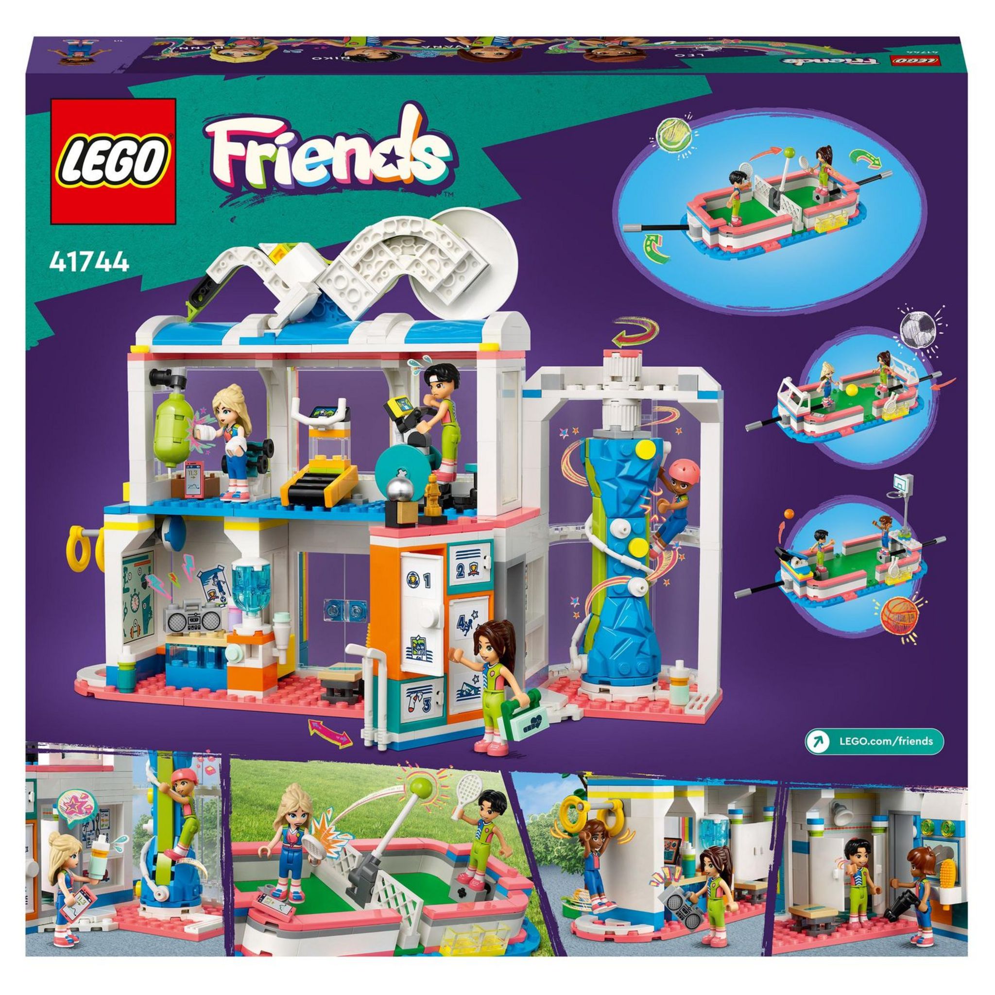 Voir la diapositive 2 : LEGO Friends 41744 - Le Centre Sportif, Jouet de Construction avec Jeux de Football, Basketball et Tennis plus Mur d'Escalade et 4 Mini-Poupées, Heartlake City