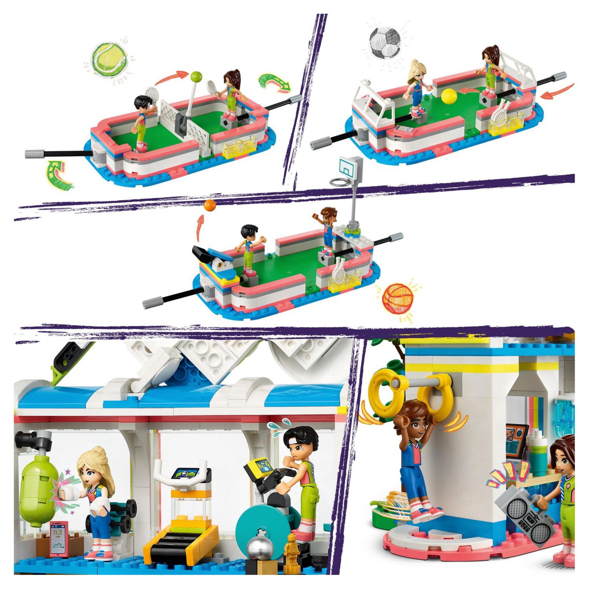 Voir la diapositive 5 : LEGO Friends 41744 - Le Centre Sportif, Jouet de Construction avec Jeux de Football, Basketball et Tennis plus Mur d'Escalade et 4 Mini-Poupées, Heartlake City