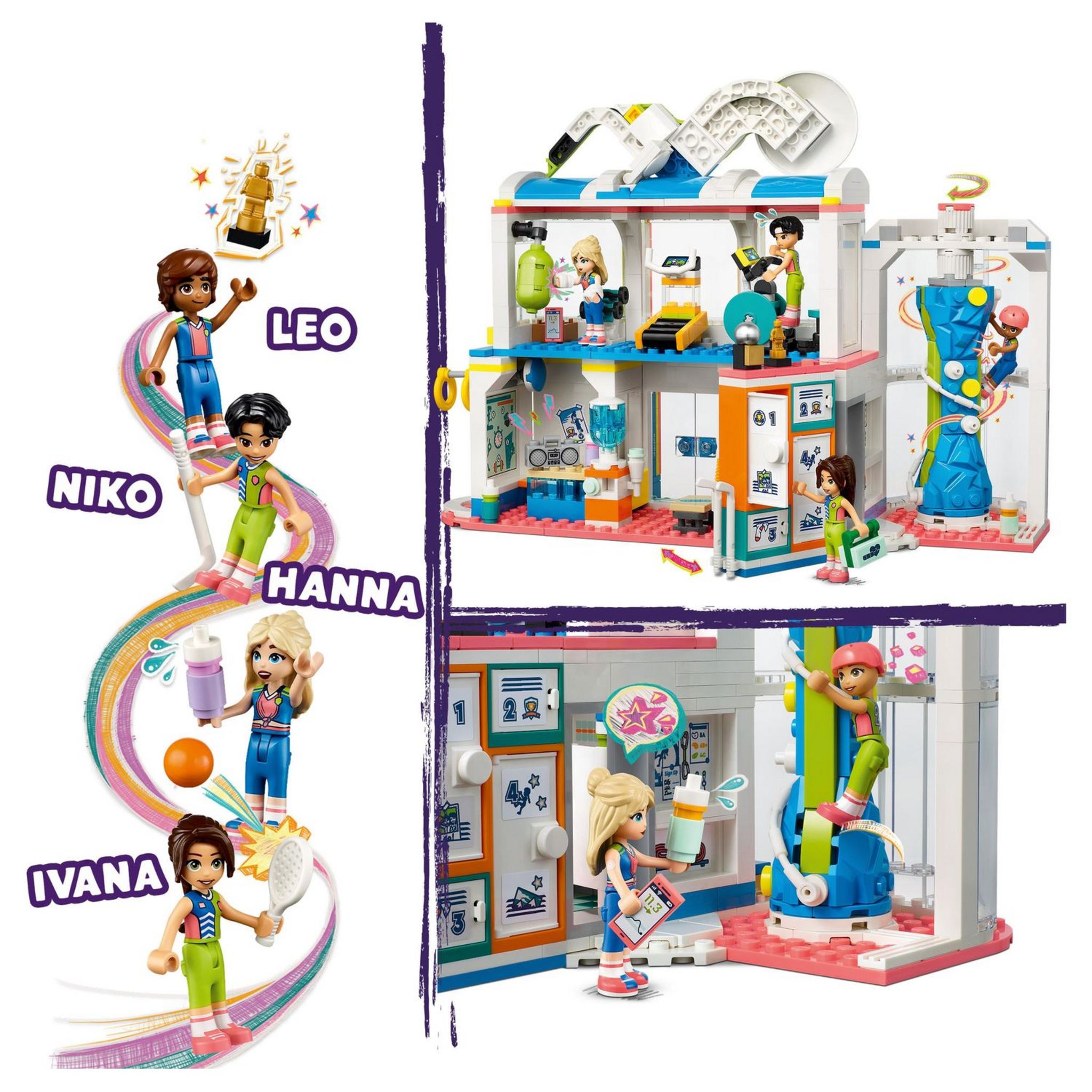 Voir la diapositive 6 : LEGO Friends 41744 - Le Centre Sportif, Jouet de Construction avec Jeux de Football, Basketball et Tennis plus Mur d'Escalade et 4 Mini-Poupées, Heartlake City