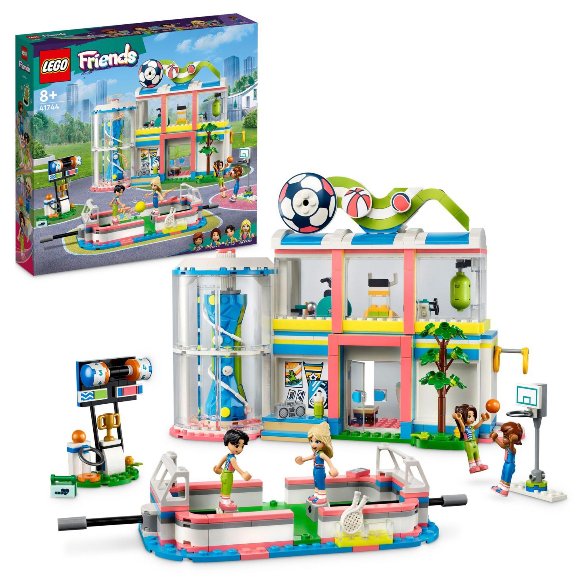 Voir la diapositive 9 : LEGO Friends 41744 - Le Centre Sportif, Jouet de Construction avec Jeux de Football, Basketball et Tennis plus Mur d'Escalade et 4 Mini-Poupées, Heartlake City