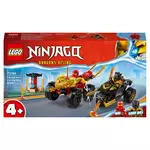 lego ninjago 71789 - le combat en voiture et en moto de kai et ras, jouet ninja de course pour enfants dès 4 ans avec 2 minifigurines de la série tv l’ascension des dragons