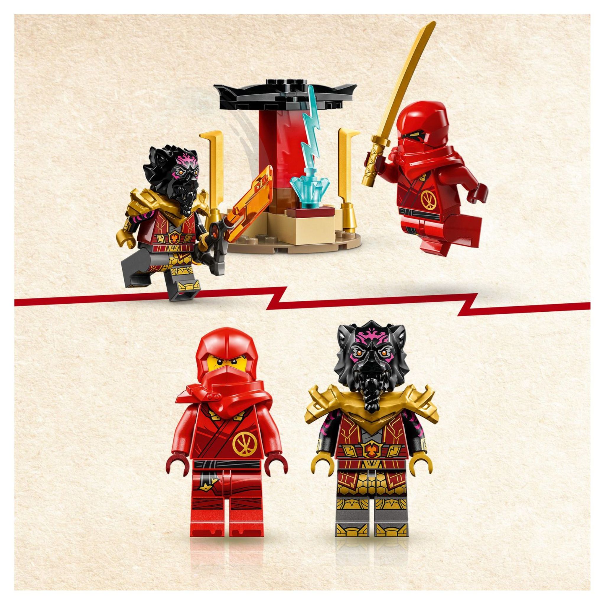 Voir la diapositive 5 : LEGO NINJAGO 71789 - Le Combat en Voiture et en Moto de Kai et Ras, Jouet Ninja de Course pour Enfants Dès 4 Ans avec 2 Minifigurines de la série TV L'ascension des Dragons