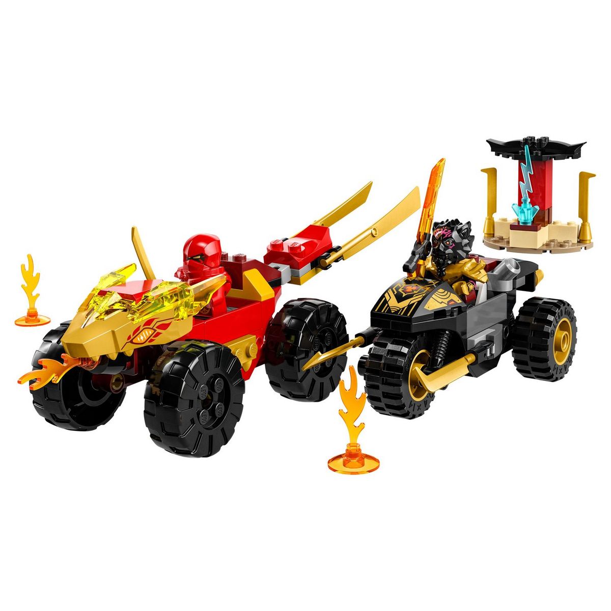LEGO NINJAGO 71789 - Le Combat en Voiture et en Moto de Kai et Ras, Jouet Ninja de Course pour Enfants Dès 4 Ans avec 2 Minifigurines de la série TV L'ascension des Dragons