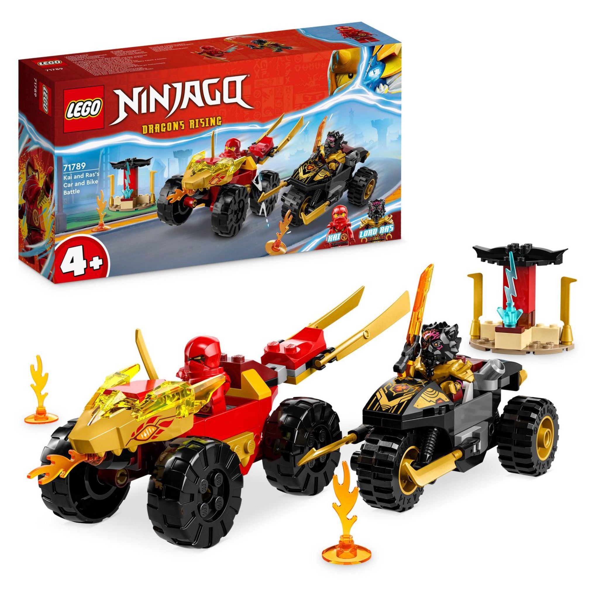 Voir la diapositive 9 : LEGO NINJAGO 71789 - Le Combat en Voiture et en Moto de Kai et Ras, Jouet Ninja de Course pour Enfants Dès 4 Ans avec 2 Minifigurines de la série TV L'ascension des Dragons