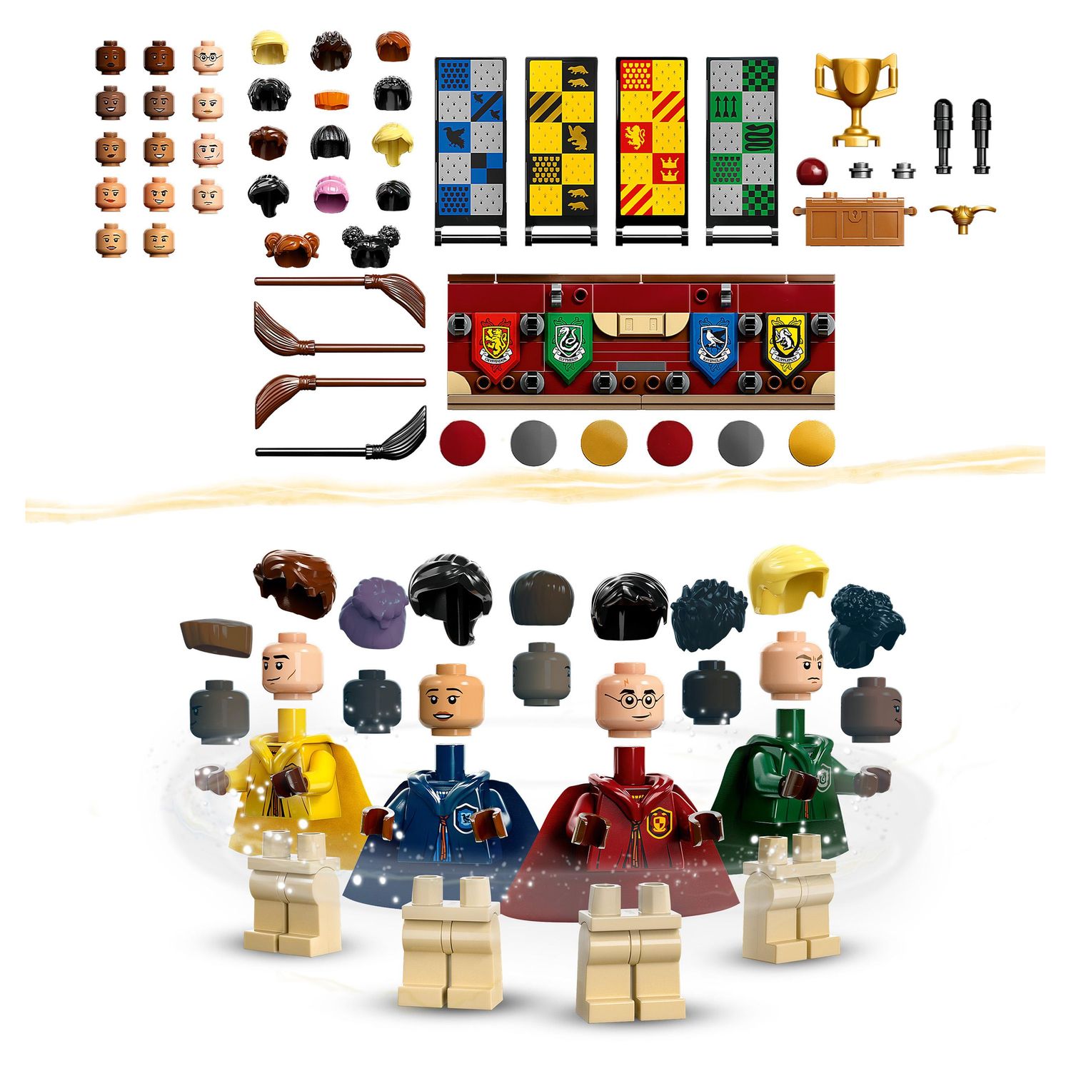 Voir la diapositive 4 : LEGO Harry Potter 76416 - La Malle de Quidditch, Jouet pour 1 Joueur ou 2 Joueurs avec Minifigurines Draco Malefoy, Cedric Diggory, Cho Chang et le Vif d'Or