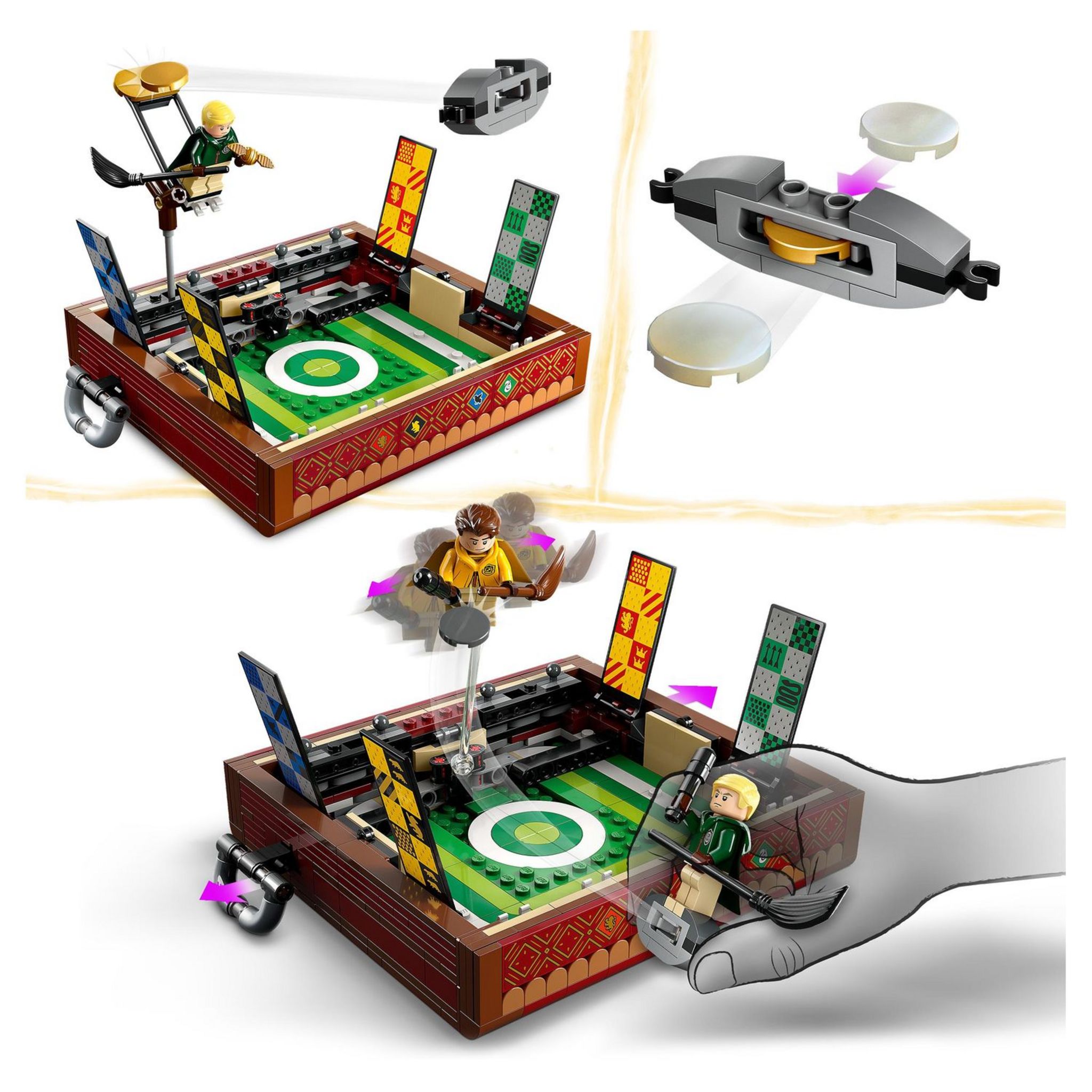 Voir la diapositive 5 : LEGO Harry Potter 76416 - La Malle de Quidditch, Jouet pour 1 Joueur ou 2 Joueurs avec Minifigurines Draco Malefoy, Cedric Diggory, Cho Chang et le Vif d'Or