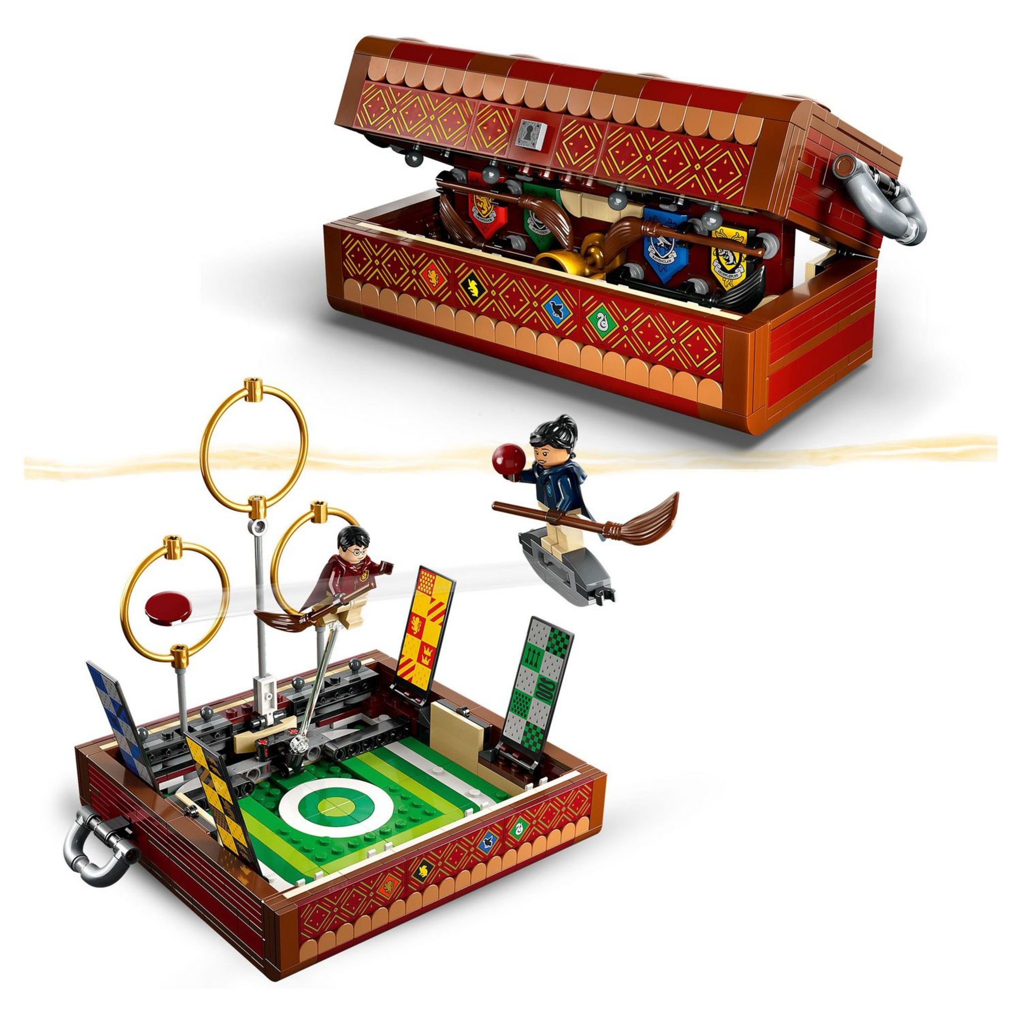 Voir la diapositive 6 : LEGO Harry Potter 76416 - La Malle de Quidditch, Jouet pour 1 Joueur ou 2 Joueurs avec Minifigurines Draco Malefoy, Cedric Diggory, Cho Chang et le Vif d'Or