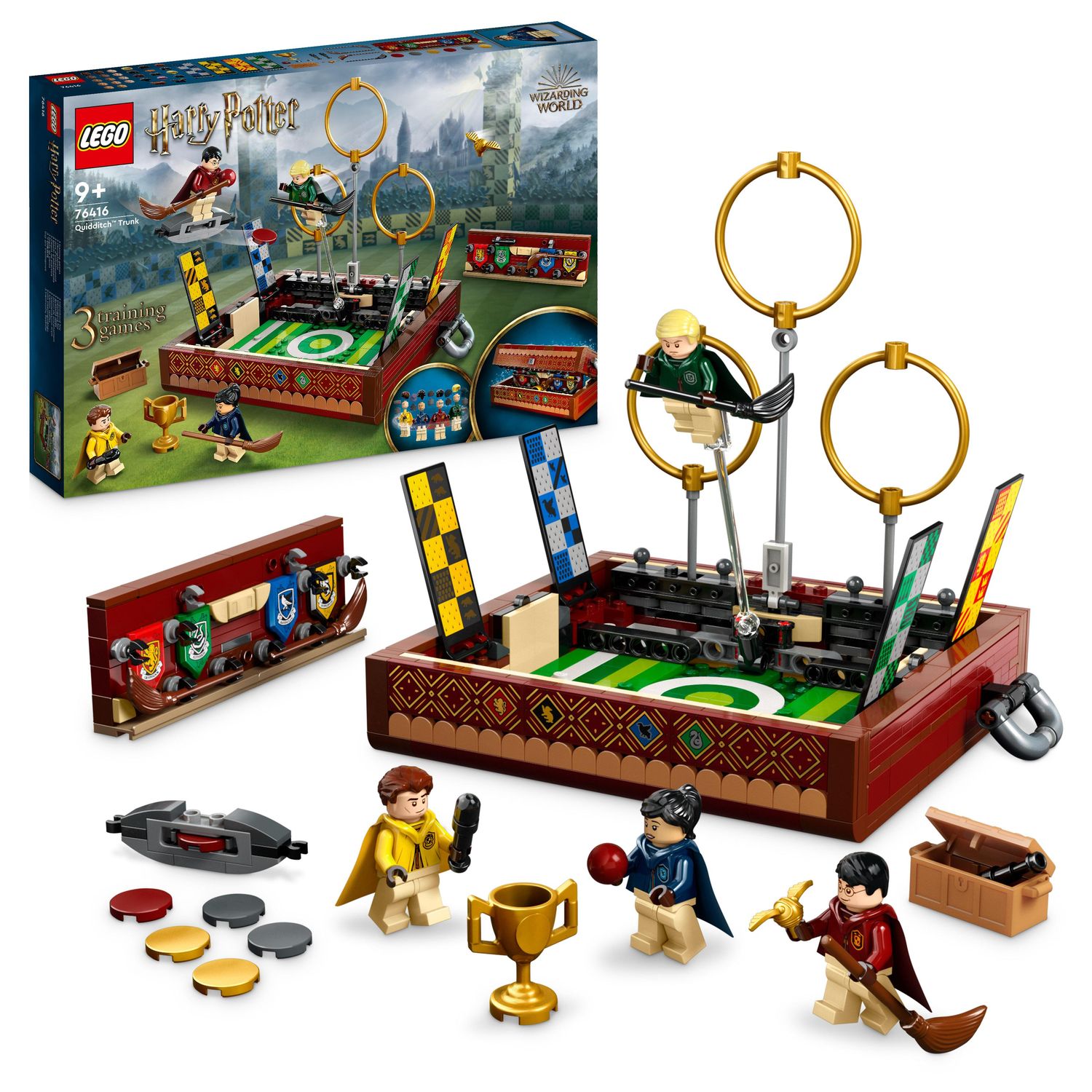 Voir la diapositive 9 : LEGO Harry Potter 76416 - La Malle de Quidditch, Jouet pour 1 Joueur ou 2 Joueurs avec Minifigurines Draco Malefoy, Cedric Diggory, Cho Chang et le Vif d'Or