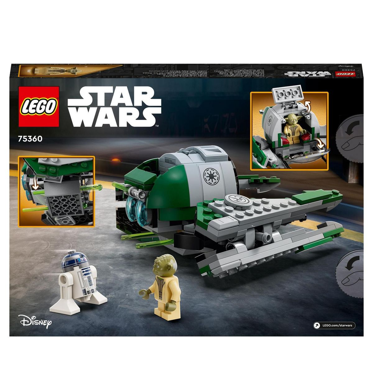 LEGO LEGO Star Wars 75360 Le Chasseur Jedi de Yoda, Jouet The Clone Wars avec la Minifigurine Yoda et Figurine R2-D2