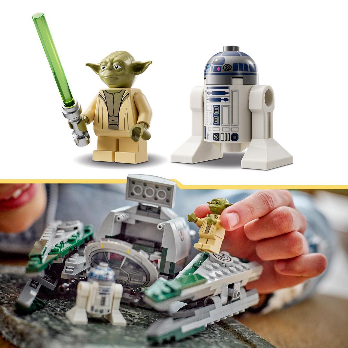 LEGO LEGO Star Wars 75360 Le Chasseur Jedi de Yoda, Jouet The Clone Wars avec la Minifigurine Yoda et Figurine R2-D2