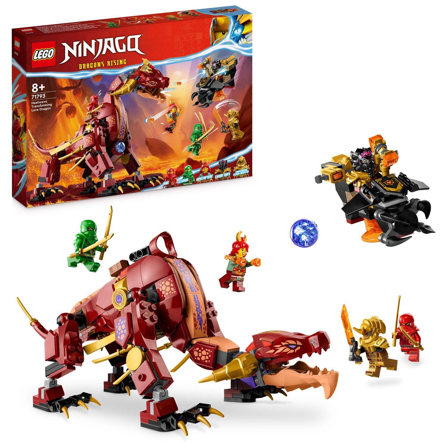 Voir la diapositive 2 : LEGO NINJAGO 71793 - Le Dragon de Lave Transformable de Heatwave, Jouet de Construction Ninja avec Figurine de Créature Mythique, plus Minifigurines Kai et Lloyd