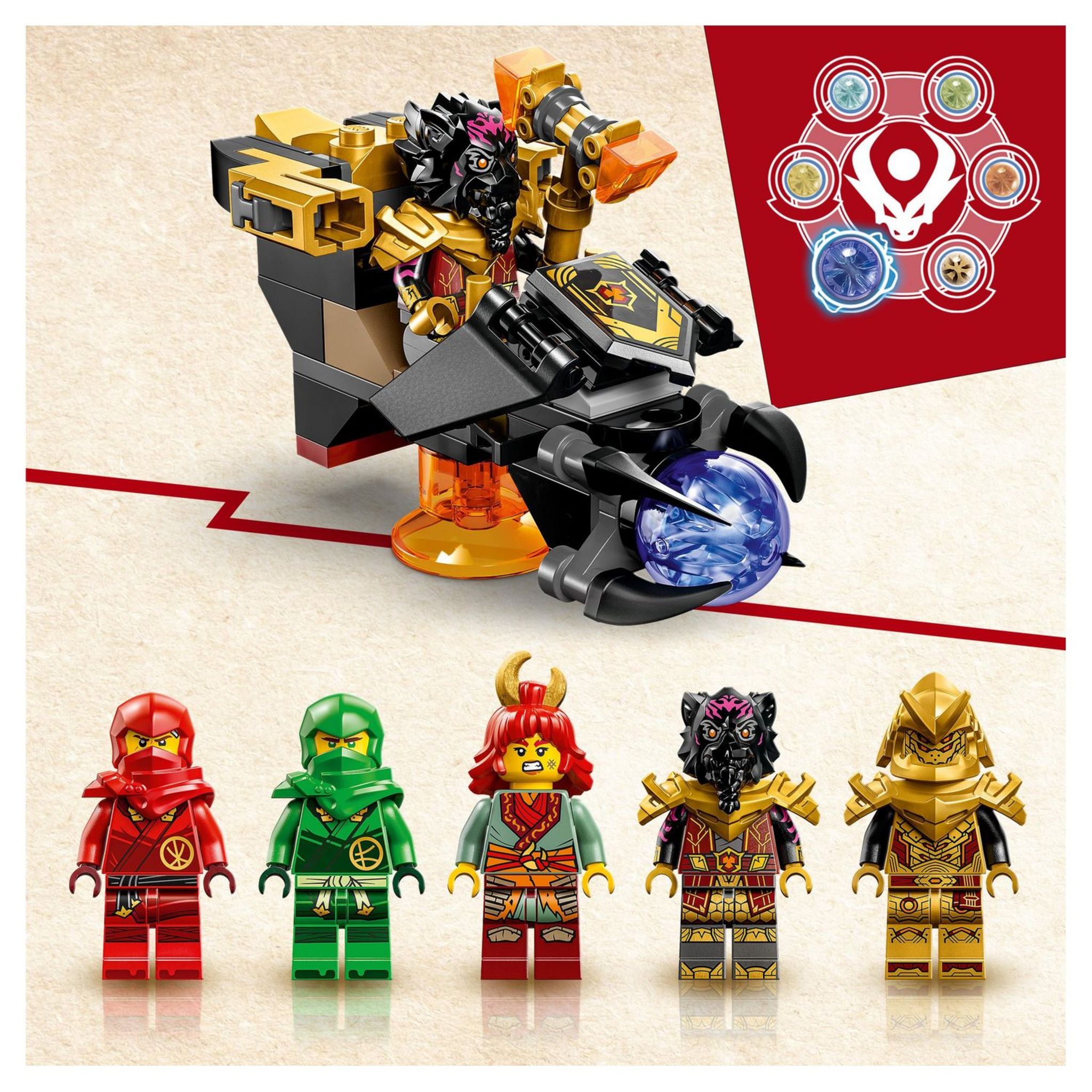 Voir la diapositive 3 : LEGO NINJAGO 71793 - Le Dragon de Lave Transformable de Heatwave, Jouet de Construction Ninja avec Figurine de Créature Mythique, plus Minifigurines Kai et Lloyd