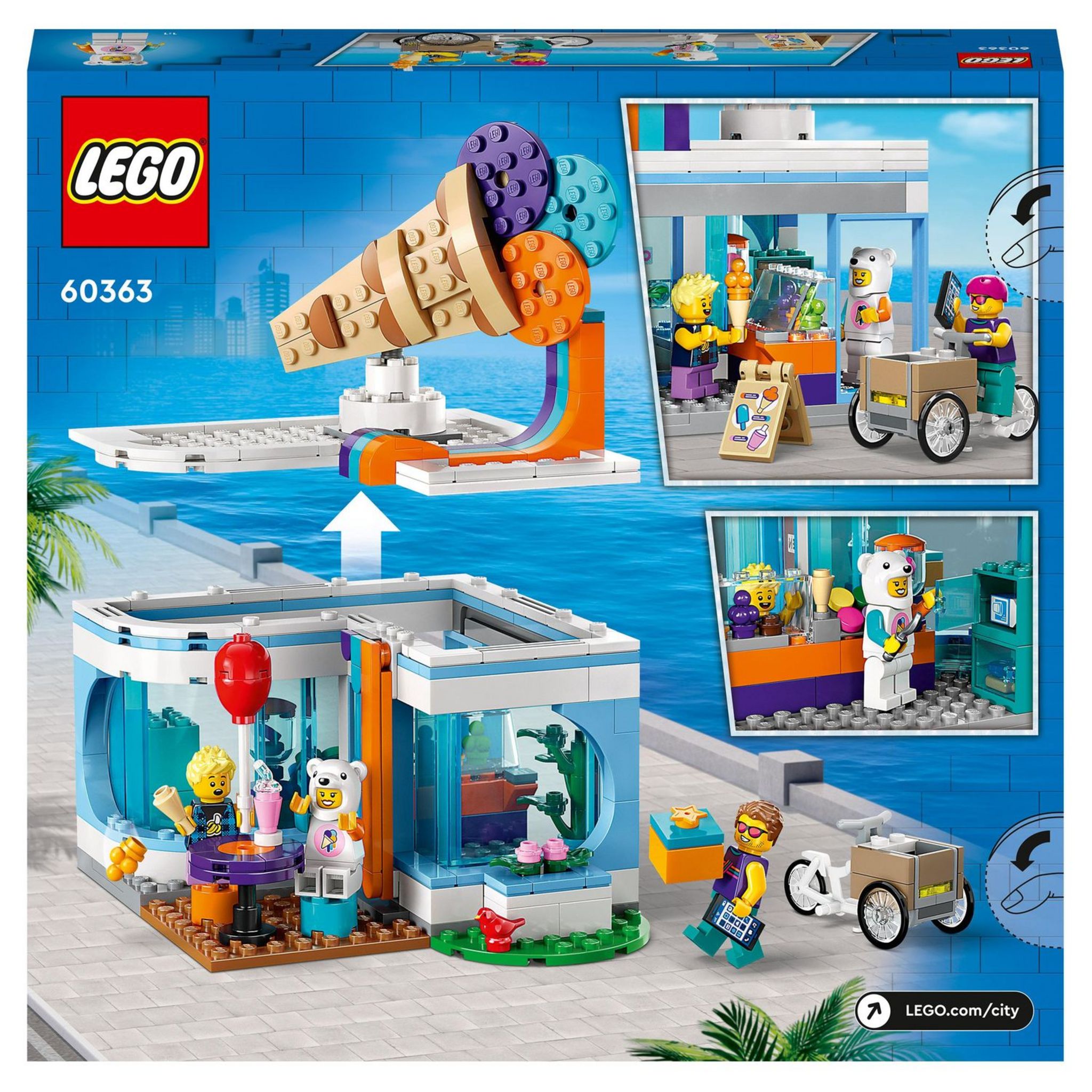 Voir la diapositive 2 : LEGO City  60363 - La Boutique du Glacier, Jouet pour Enfants Dès 6 Ans avec Vélo Cargo et 3 Minifigurines