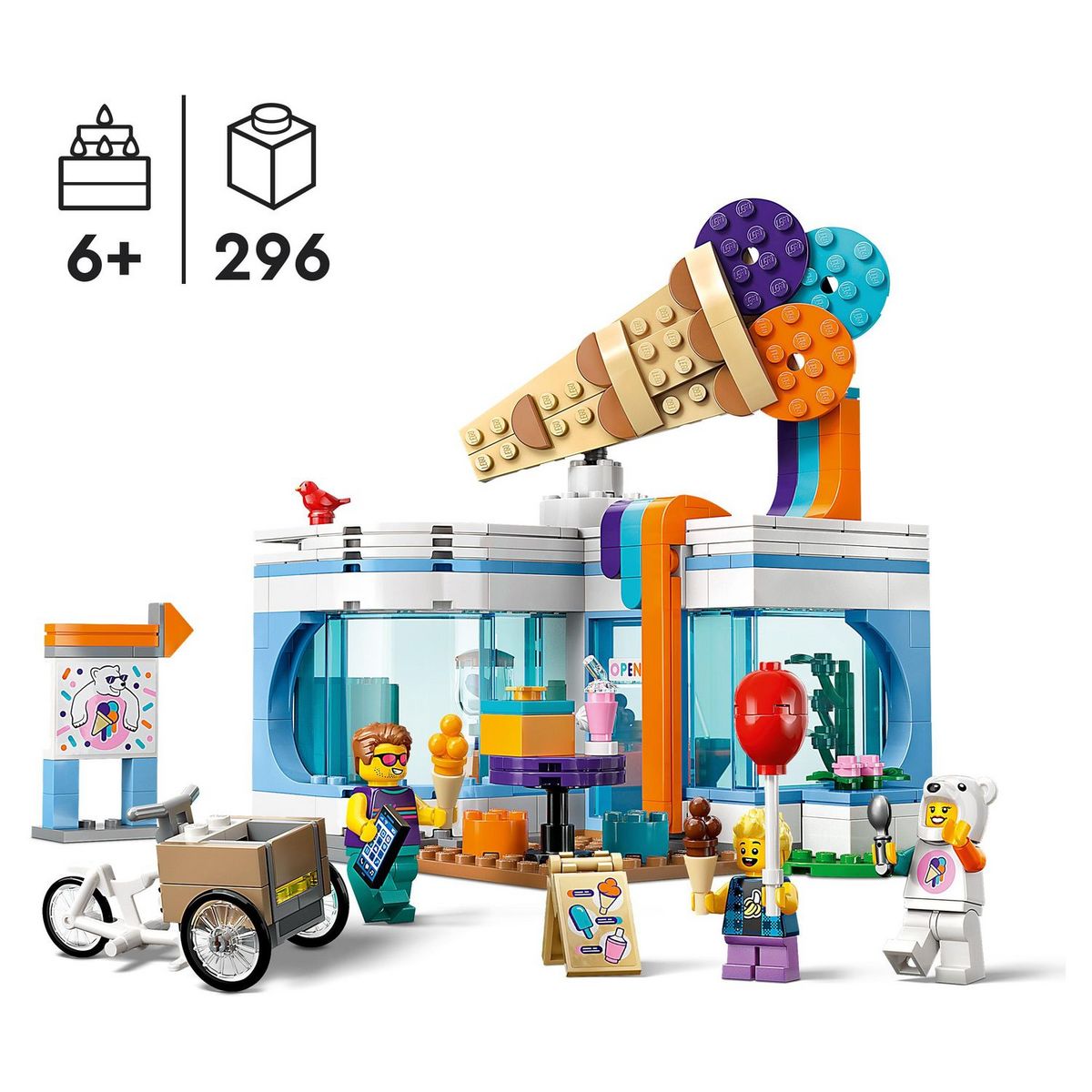 LEGO City  60363 - La Boutique du Glacier, Jouet pour Enfants Dès 6 Ans avec Vélo Cargo et 3 Minifigurines