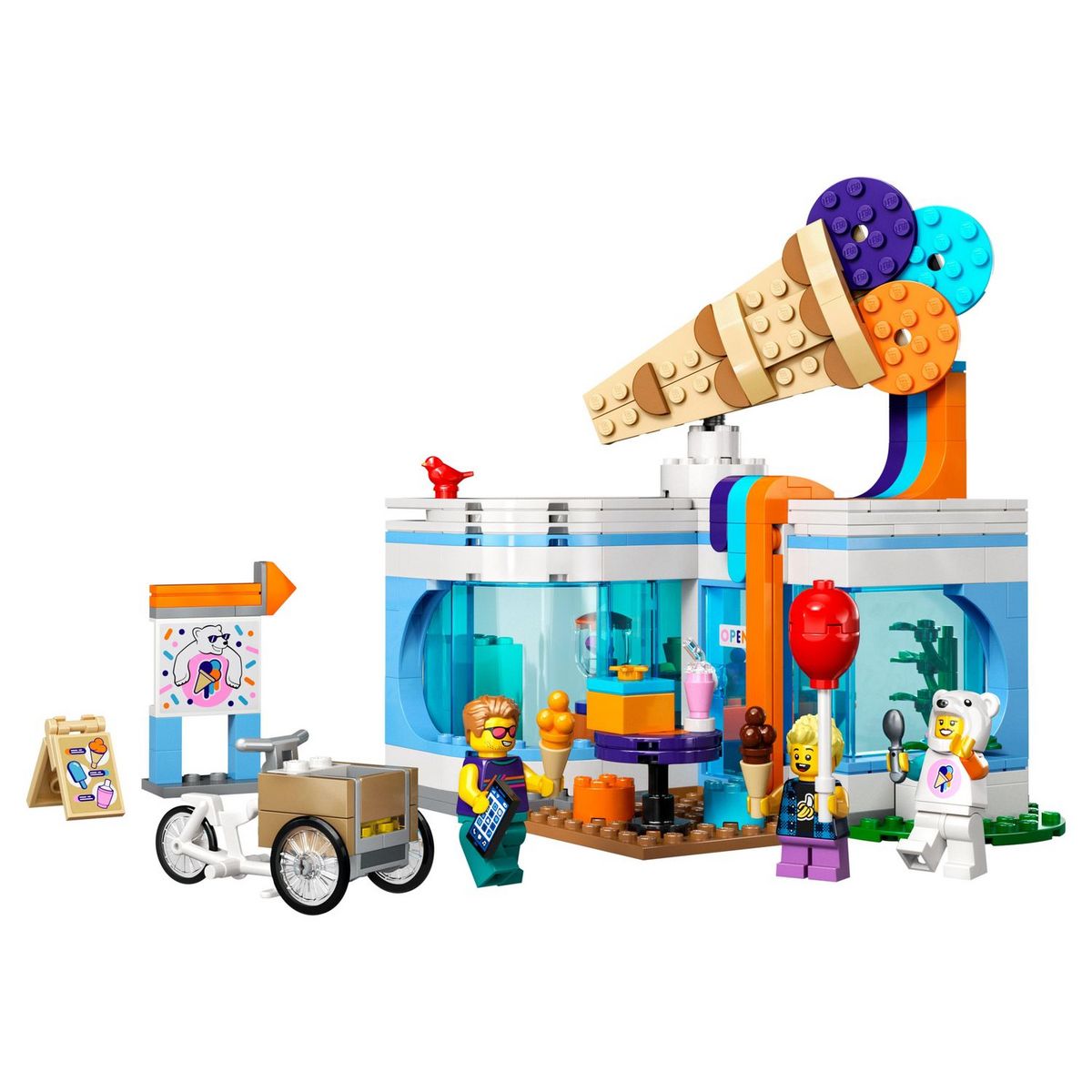 LEGO City  60363 - La Boutique du Glacier, Jouet pour Enfants Dès 6 Ans avec Vélo Cargo et 3 Minifigurines