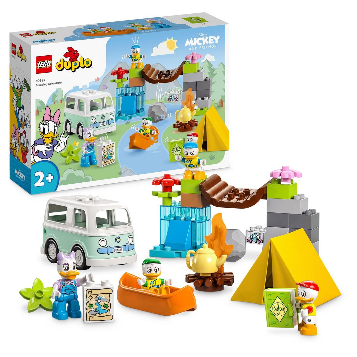 LEGO DUPLO 10997 - Disney Mickey et ses Amis L'Aventure au Camping, avec Jouet Voiture, Canoë et Figurine Daisy Duck, Jeu de Construction de Caravane