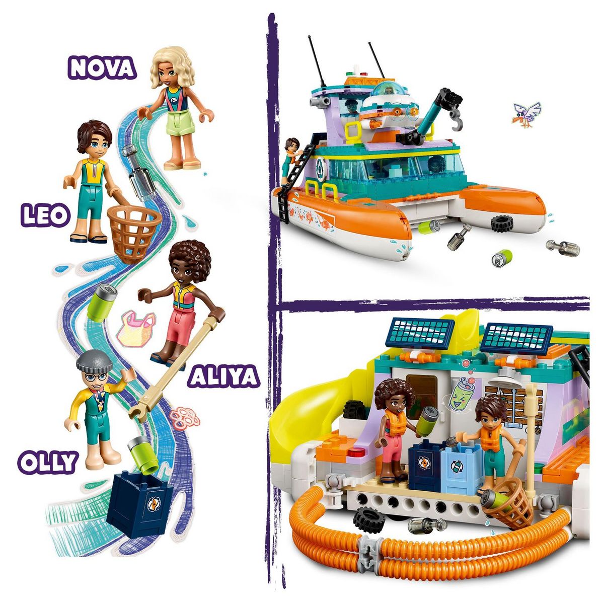 LEGO Friends 41734 - Le Bateau de Sauvetage en Mer, Jouet avec Figurines de Dauphins et Sous-Marin, Jeu Éco Éducatif, Cadeau avec Animaux pour Enfants