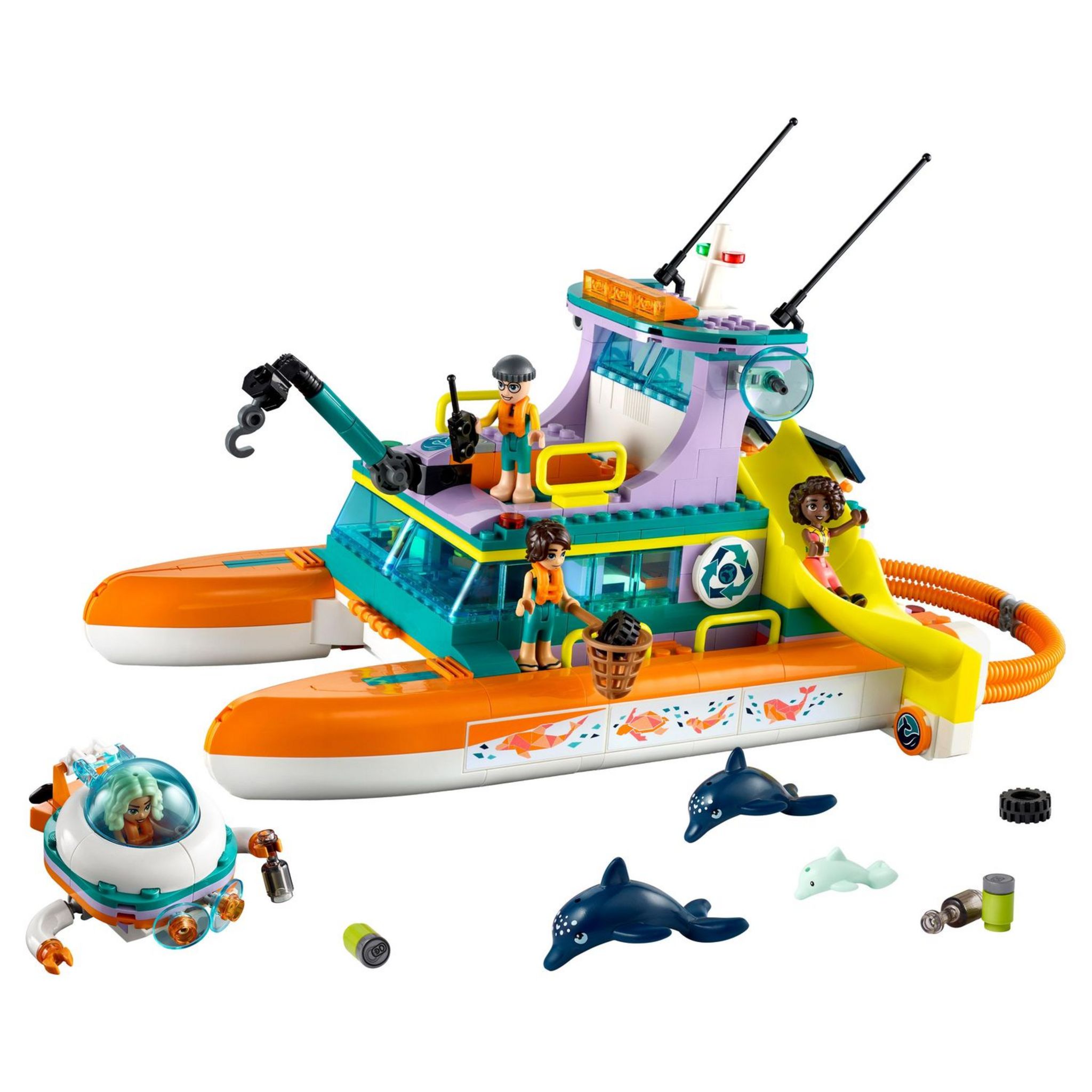 Voir la diapositive 8 : LEGO Friends 41734 - Le Bateau de Sauvetage en Mer, Jouet avec Figurines de Dauphins et Sous-Marin, Jeu Éco Éducatif, Cadeau avec Animaux pour Enfants