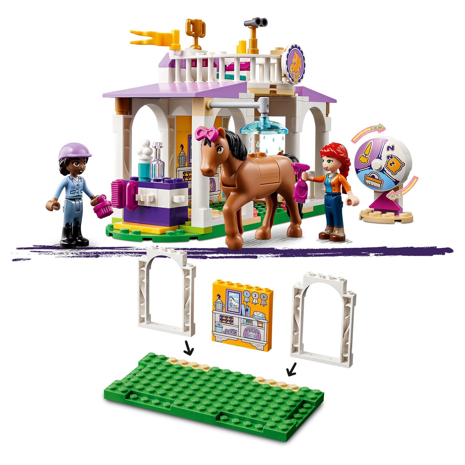 Voir la diapositive 5 : LEGO Friends 41746 - Le Dressage Équestre, Jouet de Chevaux et Poney avec Mini-Poupées Aliya et Mia, Cadeau de Soin des Animaux pour Enfants