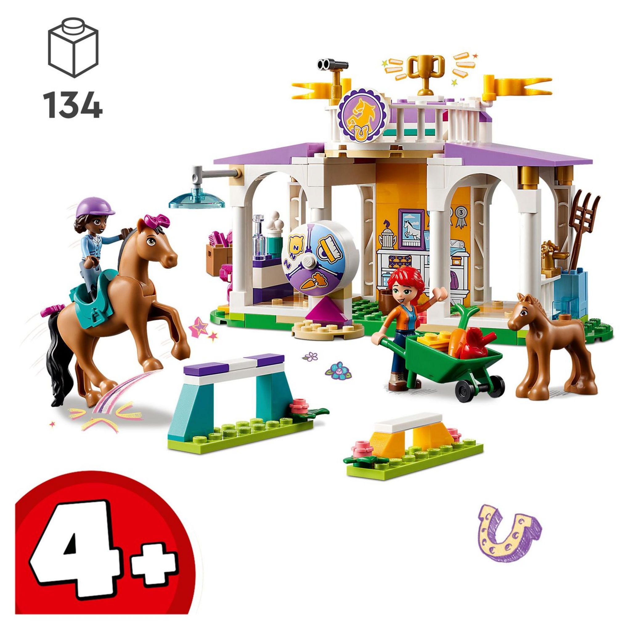 Voir la diapositive 7 : LEGO Friends 41746 - Le Dressage Équestre, Jouet de Chevaux et Poney avec Mini-Poupées Aliya et Mia, Cadeau de Soin des Animaux pour Enfants