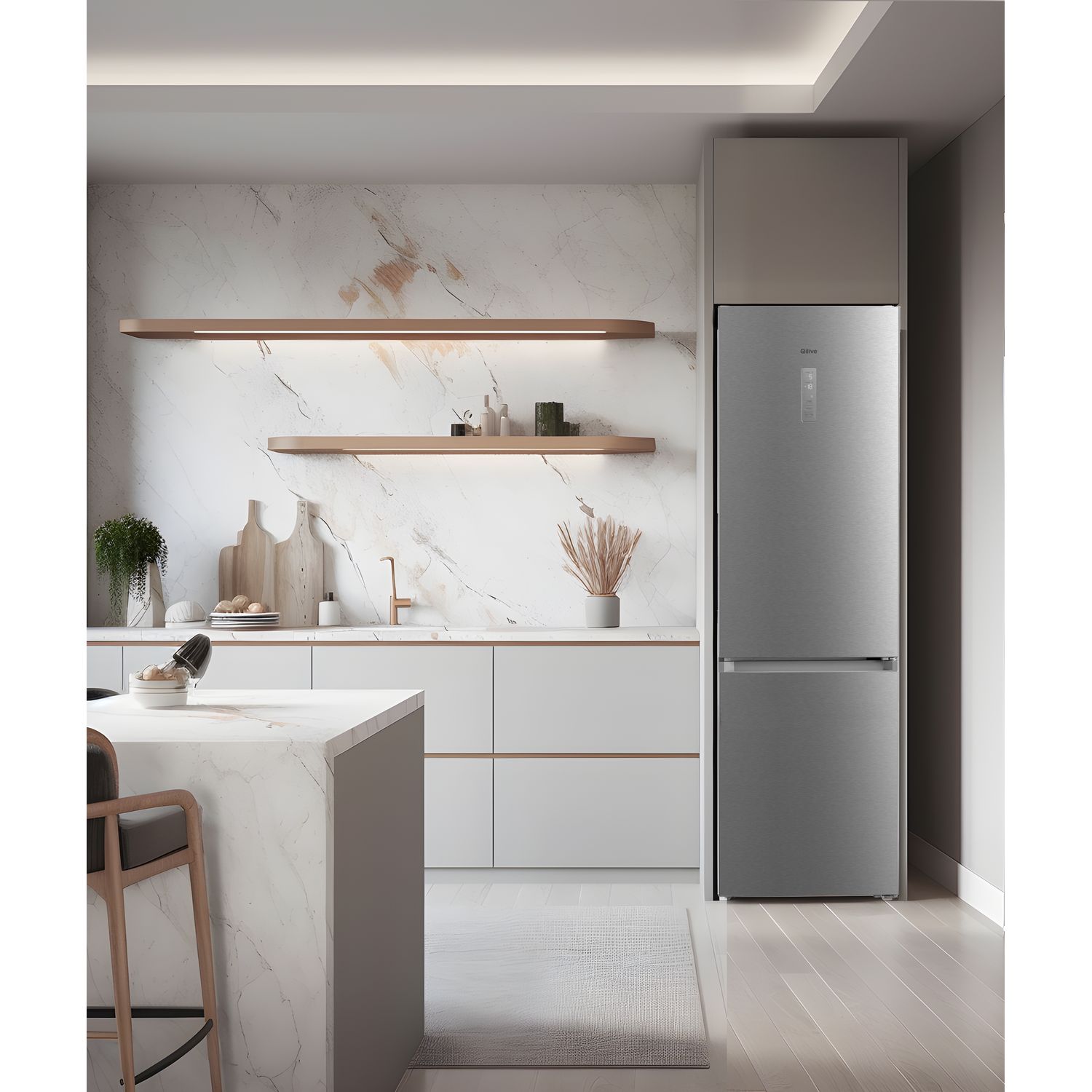 Voir la diapositive 14 : QILIVE Réfrigérateur combiné Q.6638, 378 L, Froid ventilé No Frost, C