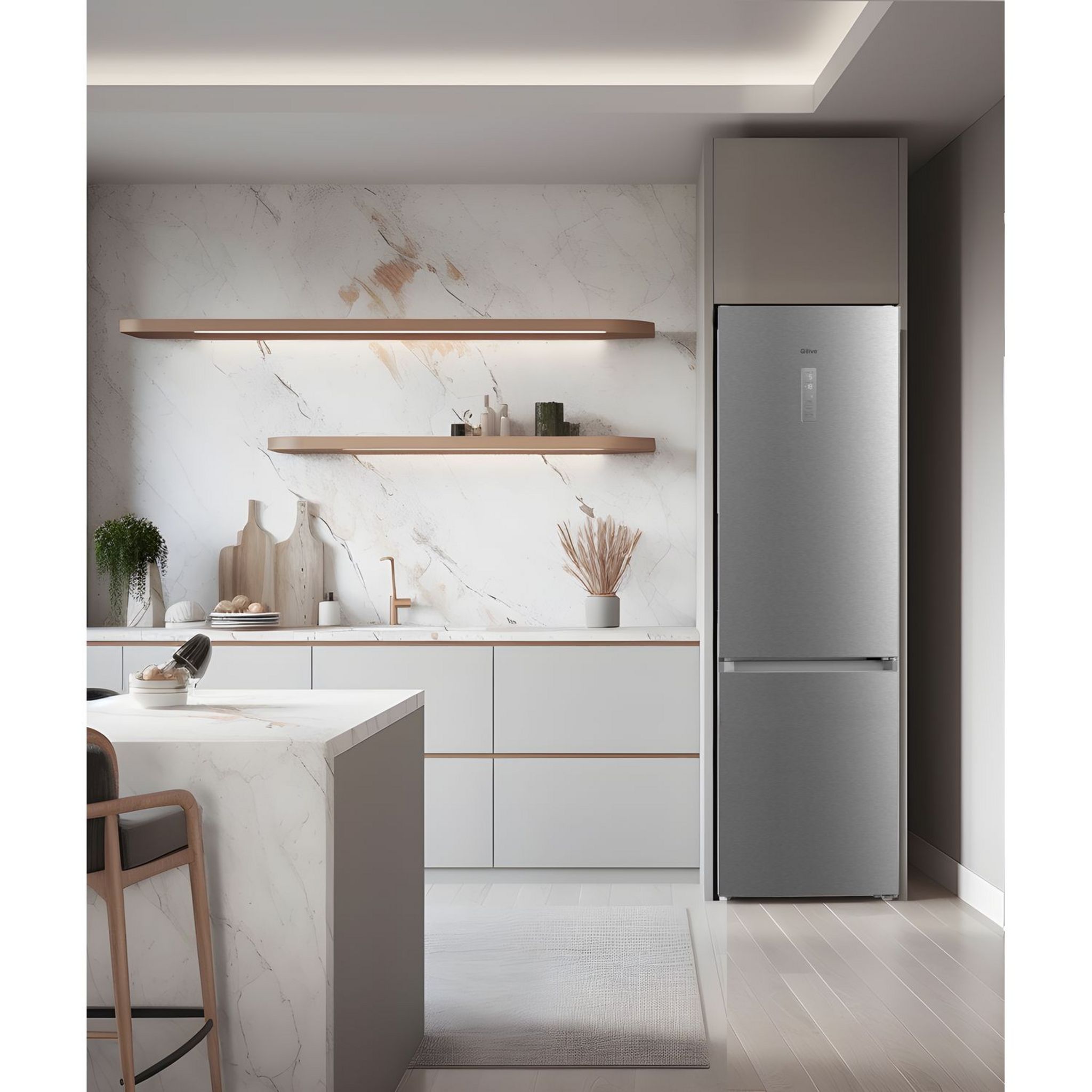 Voir la diapositive 14 : QILIVE Réfrigérateur combiné Q.6638, 378 L, Froid ventilé No Frost, C