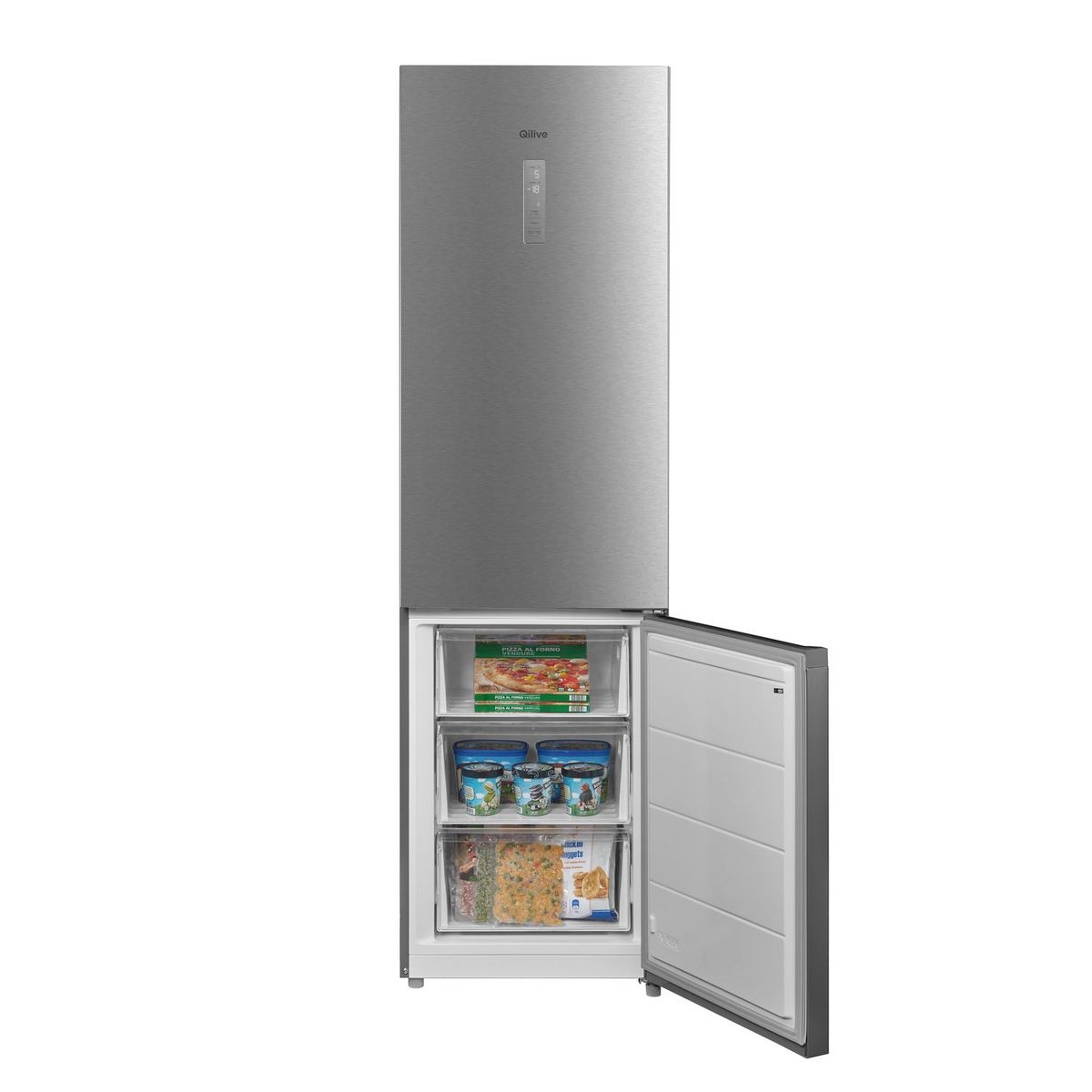 QILIVE Réfrigérateur combiné Q.6638, 378 L, Froid ventilé No Frost, C