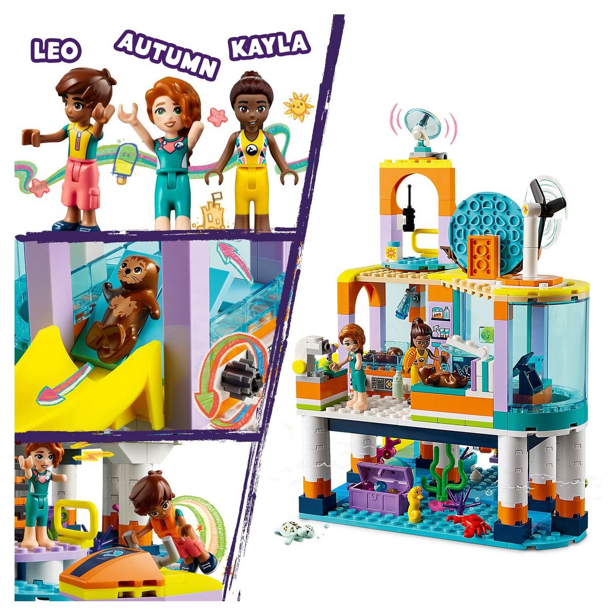 LEGO Friends 41736 - Le Centre de Sauvetage en Mer, Jouet de Vétérinaire Animaux avec Figurines Loutre, Hippocampe et Tortue