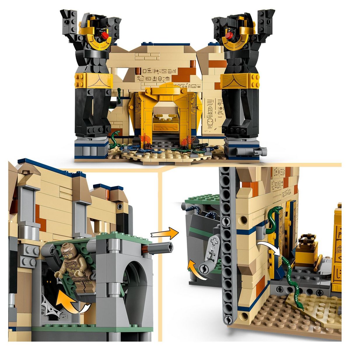 LEGO Indiana Jones 77013 - L'Évasion du Tombeau Perdu, Jouet avec Temple et Minifigurine de Momie, Maquette Les Aventuriers de l'Arche Perdue