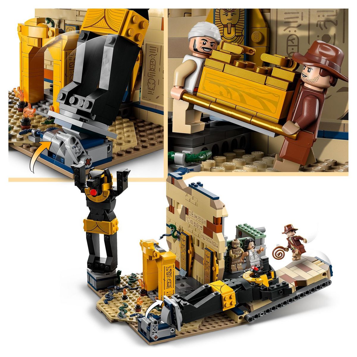 LEGO Indiana Jones 77013 - L'Évasion du Tombeau Perdu, Jouet avec Temple et Minifigurine de Momie, Maquette Les Aventuriers de l'Arche Perdue