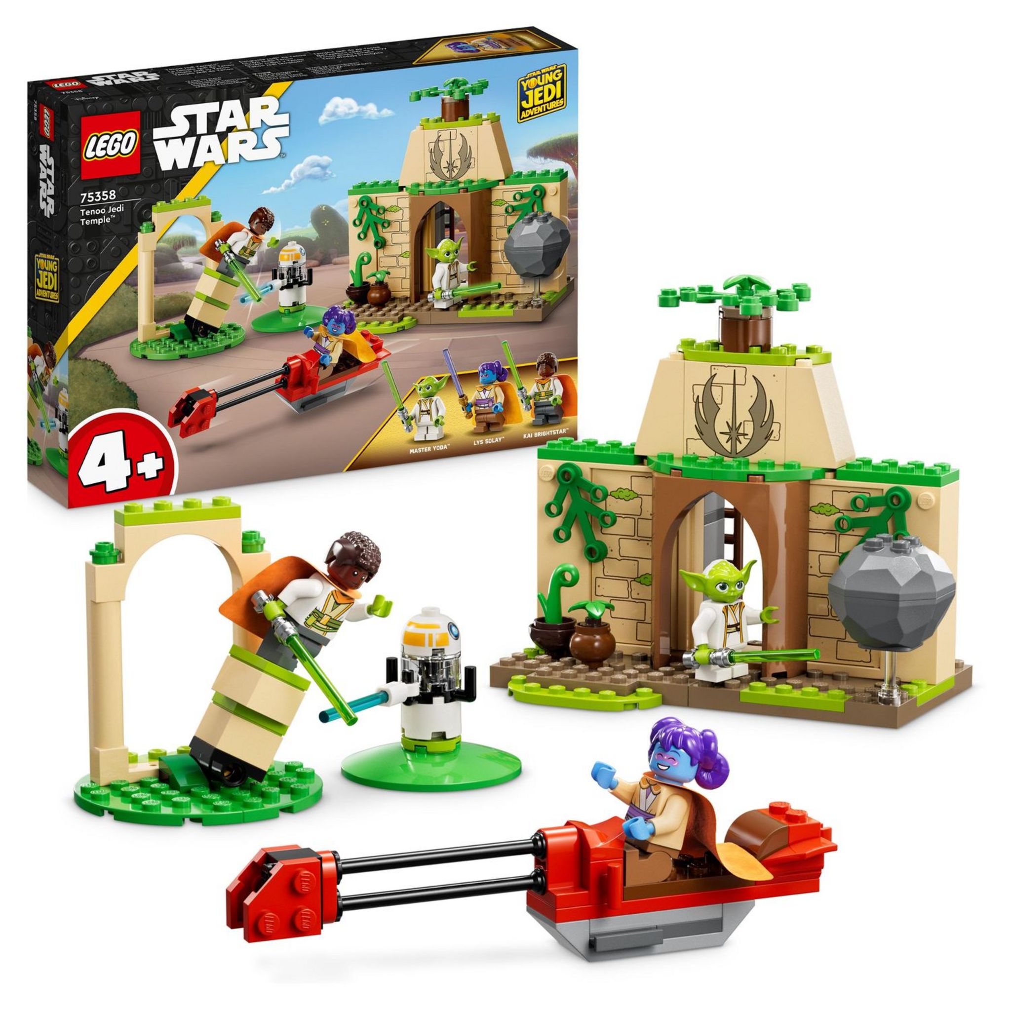 Voir la diapositive 9 : LEGO Star Wars 75358 - Le Temple Jedi de Tenoo, avec Maître Yoda, Sabres Laser, Figurine de Droïde et Speeder