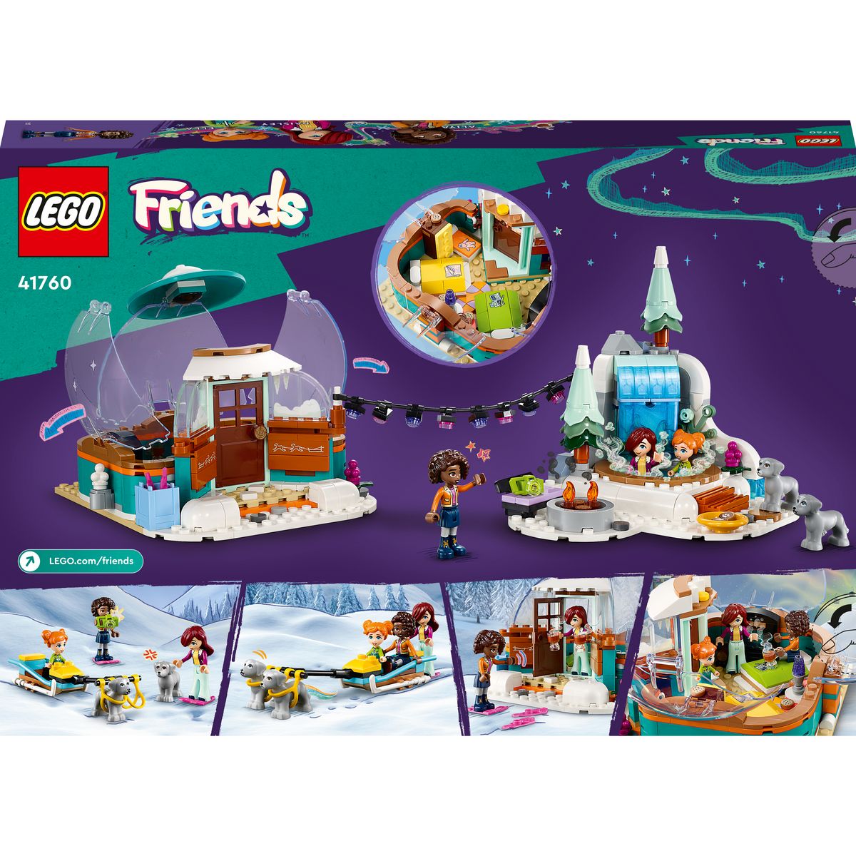 LEGO LEGO Friends 41760 Les Vacances en Igloo, Jouets d'Hiver avec Chiens de Traîneau, Mini-Poupées, pour Enfants Dès 8 Ans