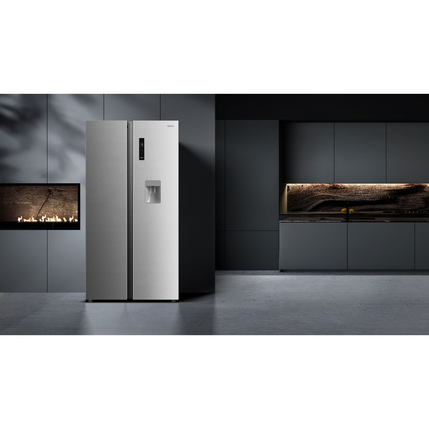Voir la diapositive 3 : QILIVE Réfrigérateur américain Q.6642, 553 L, Froid ventilé No Frost, D