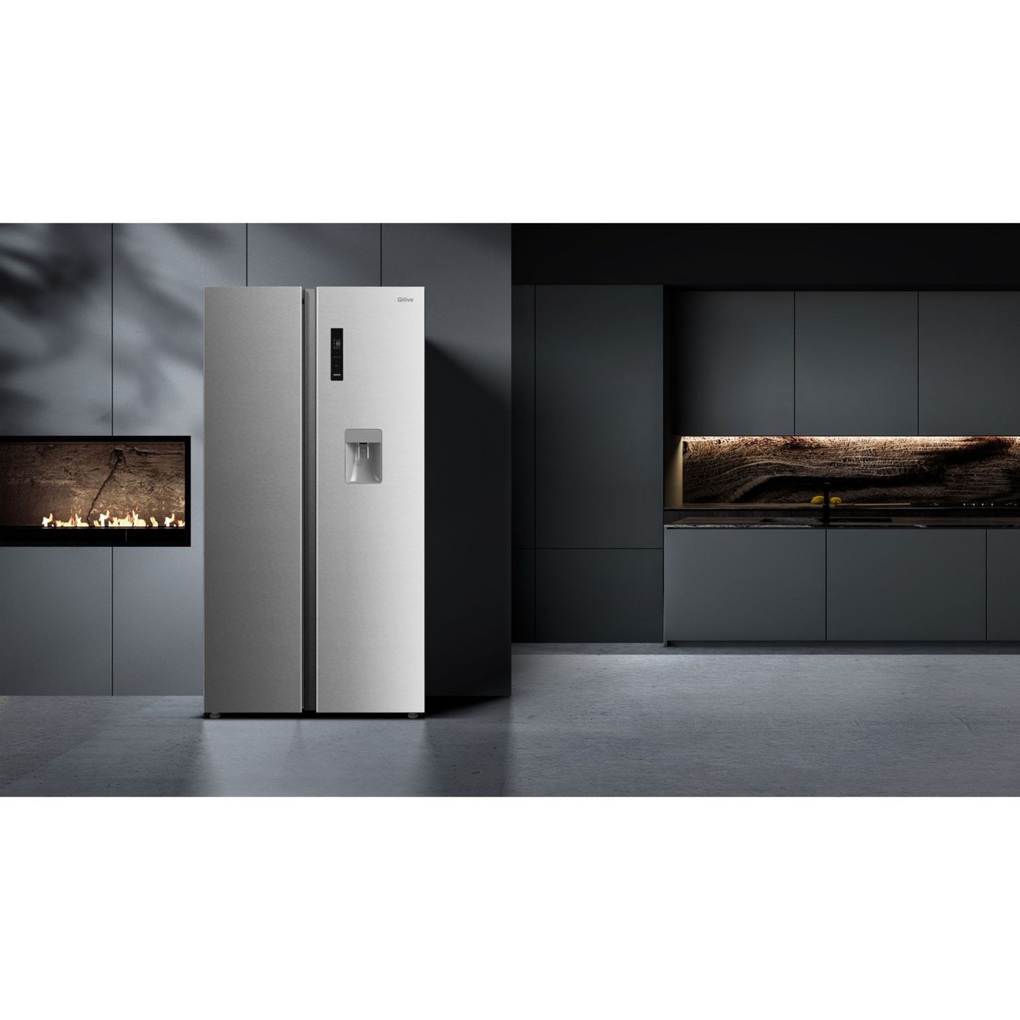 Voir la diapositive 3 : QILIVE Réfrigérateur américain Q.6642, 553 L, Froid ventilé No Frost, D