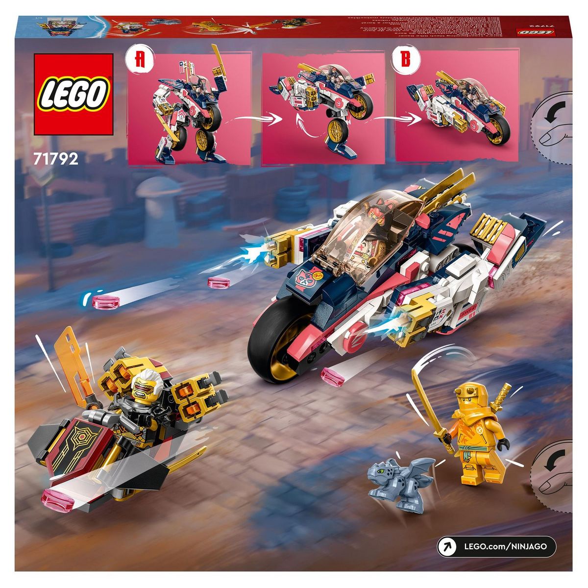 LEGO NINJAGO 71792 - Le Robot Bolide Transformable de Sora, Set avec Figurine à Transformer en Moto
