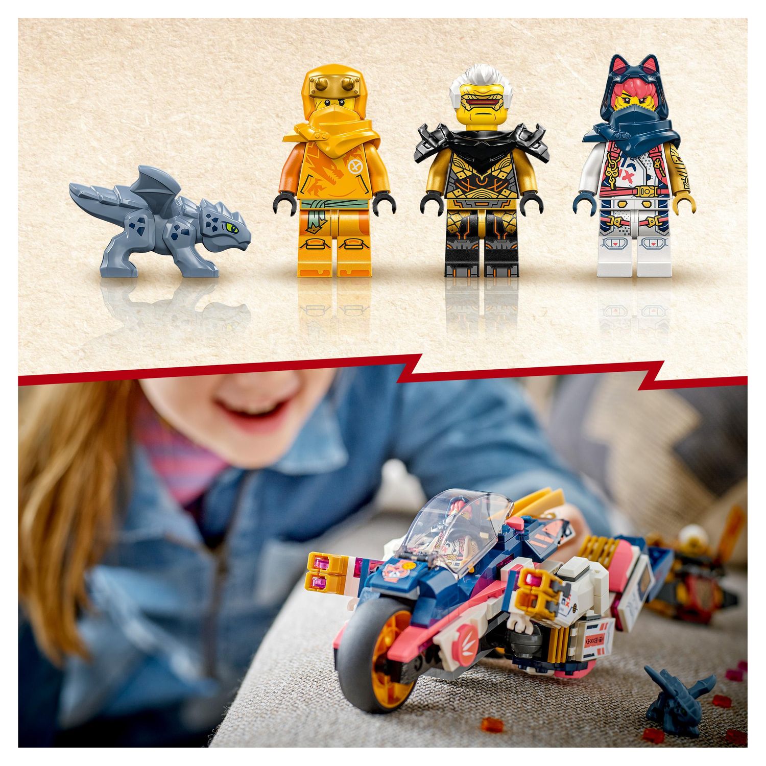 Voir la diapositive 5 : LEGO NINJAGO 71792 - Le Robot Bolide Transformable de Sora, Set avec Figurine à Transformer en Moto