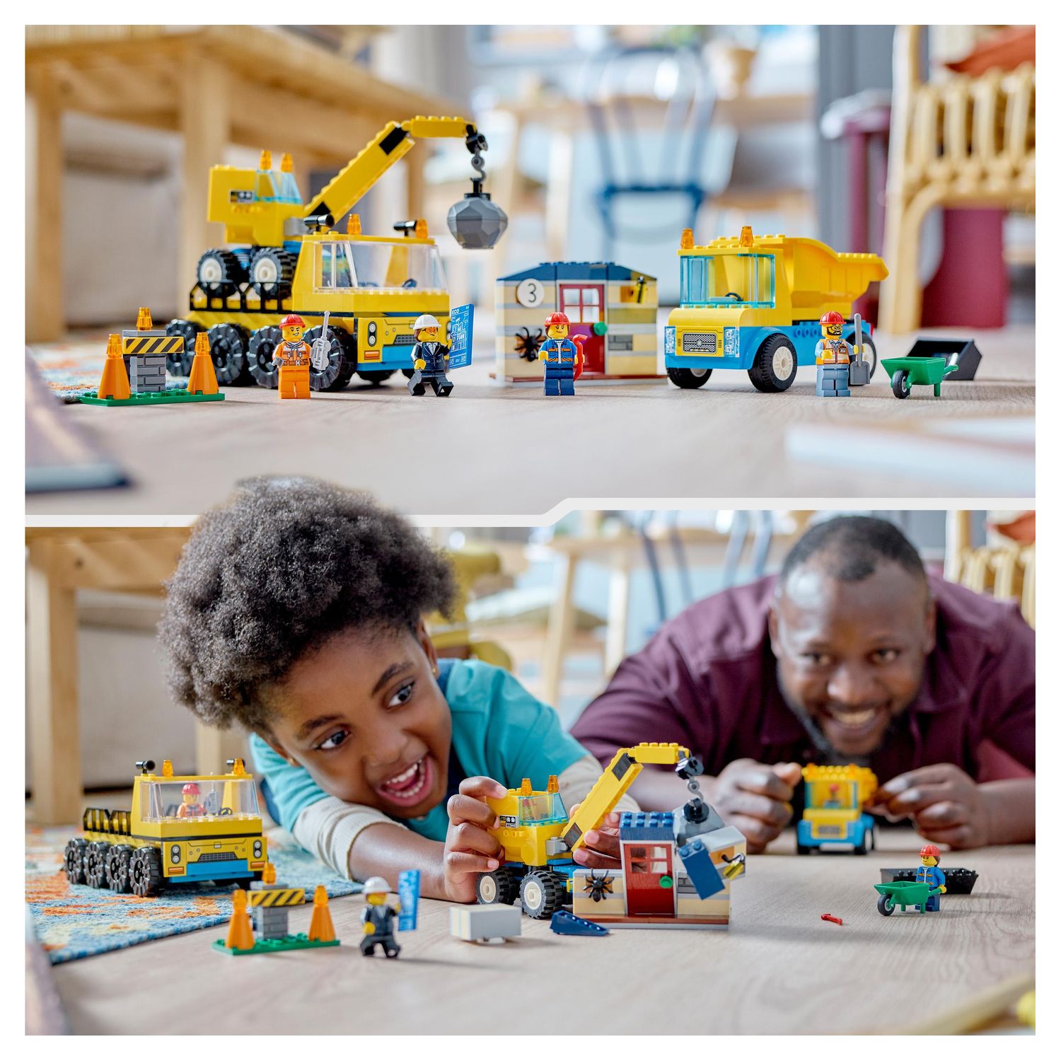 Voir la diapositive 3 : LEGO City 60391 - Les Camions de Chantier et la Grue à Boule de Démolition, Jouet de Construction avec Pelleteuse, Benne et Engin de Transport